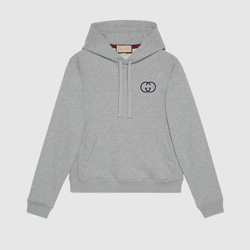 oc11z0226 Cotton Jersey Hooded Sweatshirt in Grey