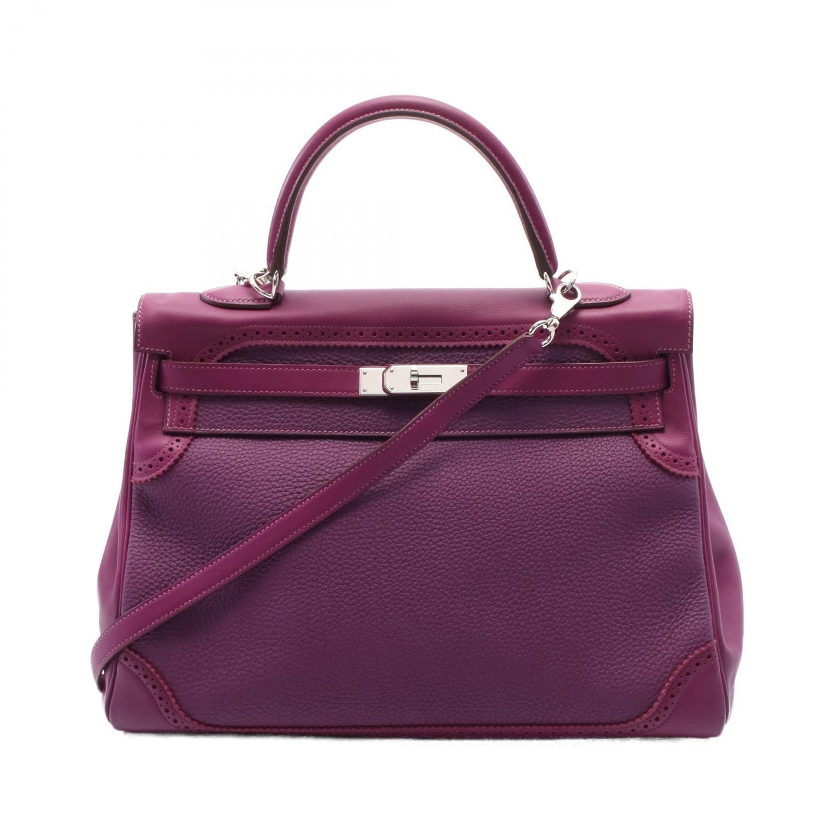 Hermes Hermes Kelly Gillies 35 Anemone Handbag Togo Veau Swift Purple Silver Hardware Inner Stitch R Engraved Size ONE SIZE - 1 Thumbnail