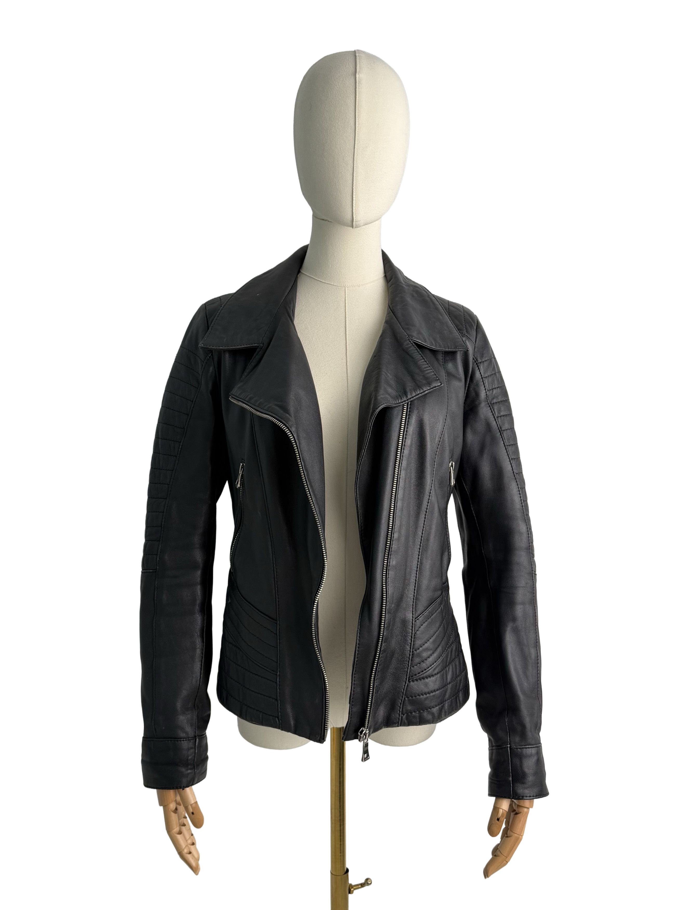 Vintage Vintage Leather Biker Jacket Moto Zip Quilted Slim Fit Coat Size S / US 4 / IT 40 - 3 Thumbnail