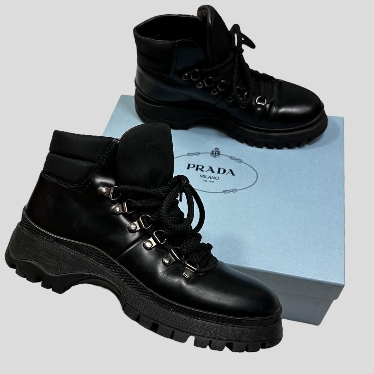 Prada Prada Milano 90’s Leather + Nylon Combat Boots - UK4 Size US 6.5 / IT 36.5 - 3 Thumbnail