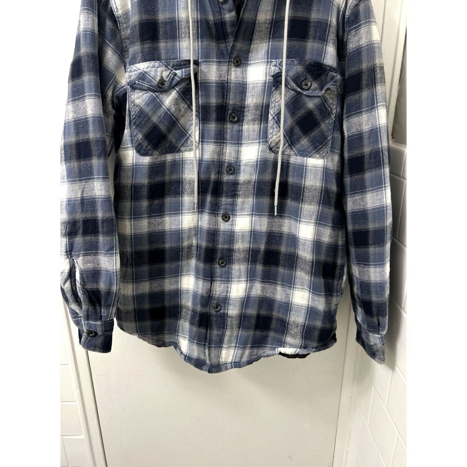 Wrangler Wrangler Authentics Shirt Jacket Mens S Blue Plaid Flannel Hooded Quilted Lined 3-in-1 Jacket Size US S / EU 44-46 / 1 - 3 Thumbnail