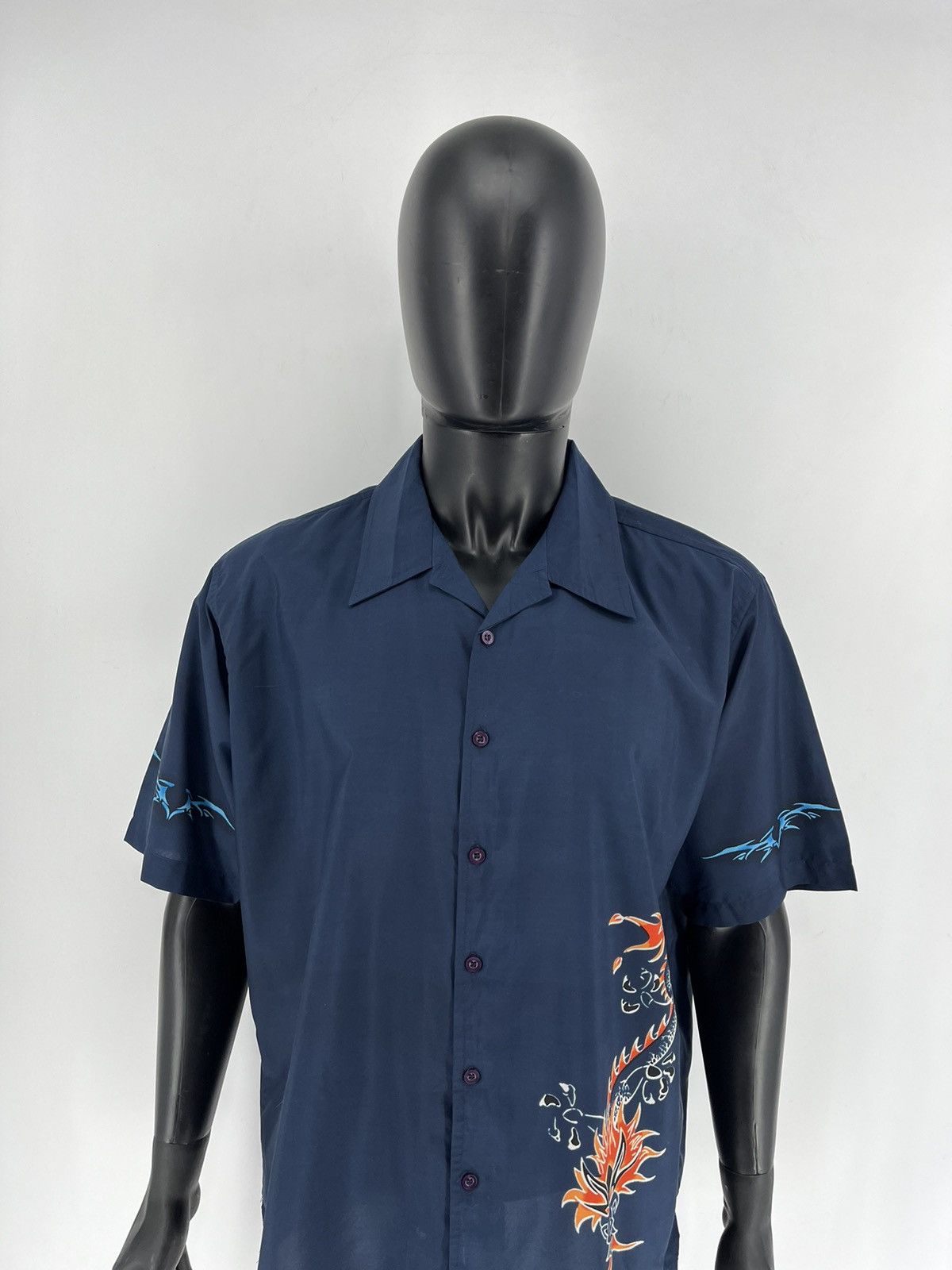 Other Vintage 90s Japanese Dragon Crazy Hawaiian Shirt Size US XL / EU 56 / 4 - 5 Thumbnail