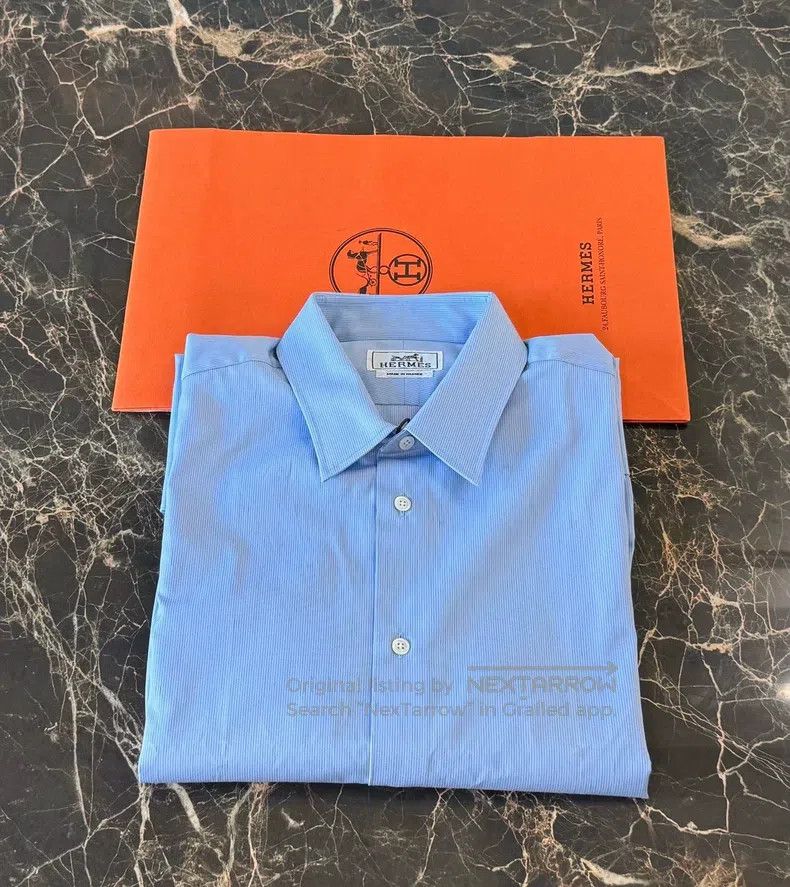Hermes Hermes size 43 Classic Saddle Stitch H Embroidered Shirt Size US L / EU 52-54 / 3 - 2 Thumbnail