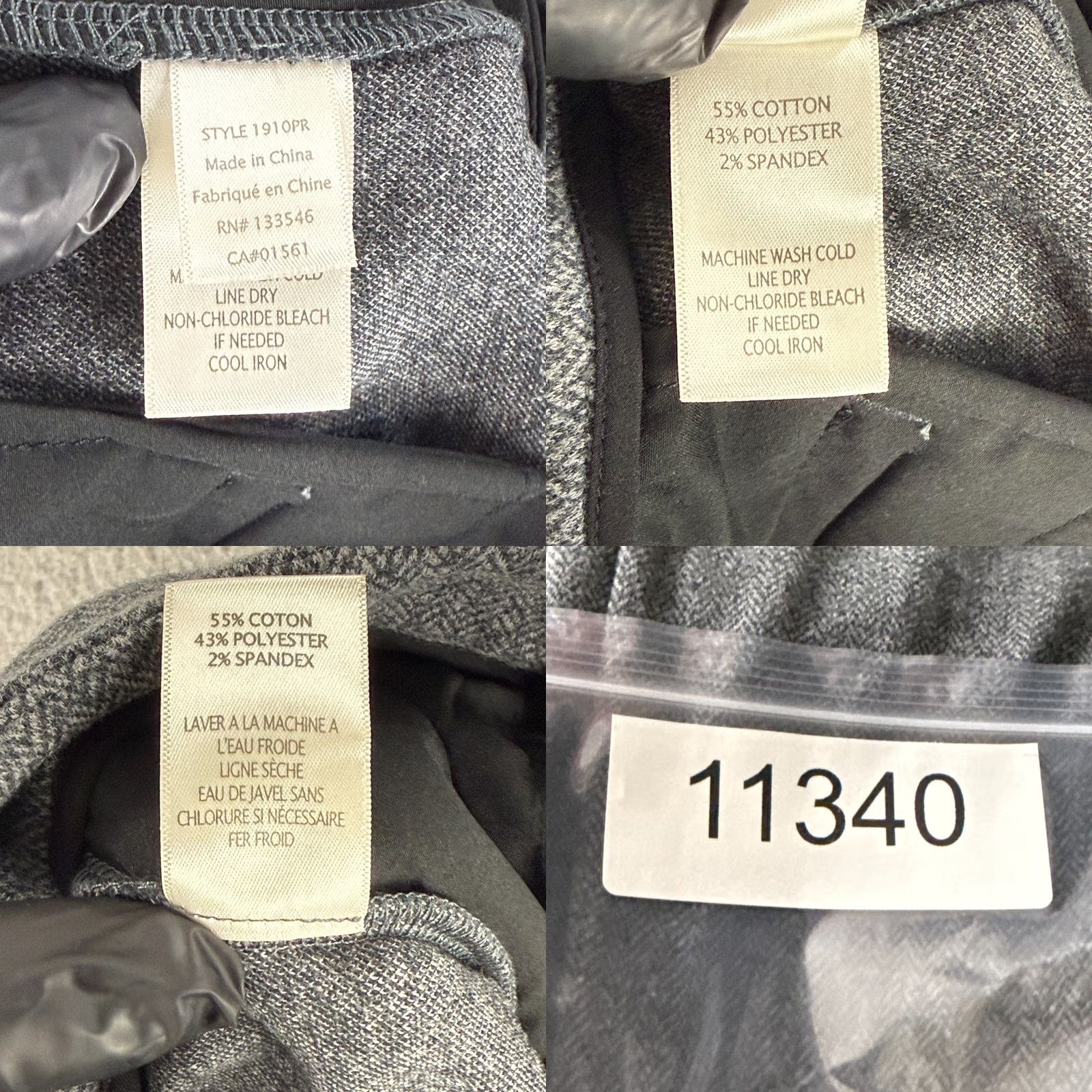 Vintage Ecru Gray Herringbone Dress Pants Womens Size 2 Slim Cuffed Mid-Rise Trousers Pants Front Flat Front Casual Business Workwear Size 26" / US 2 / IT 38 - 10 Thumbnail
