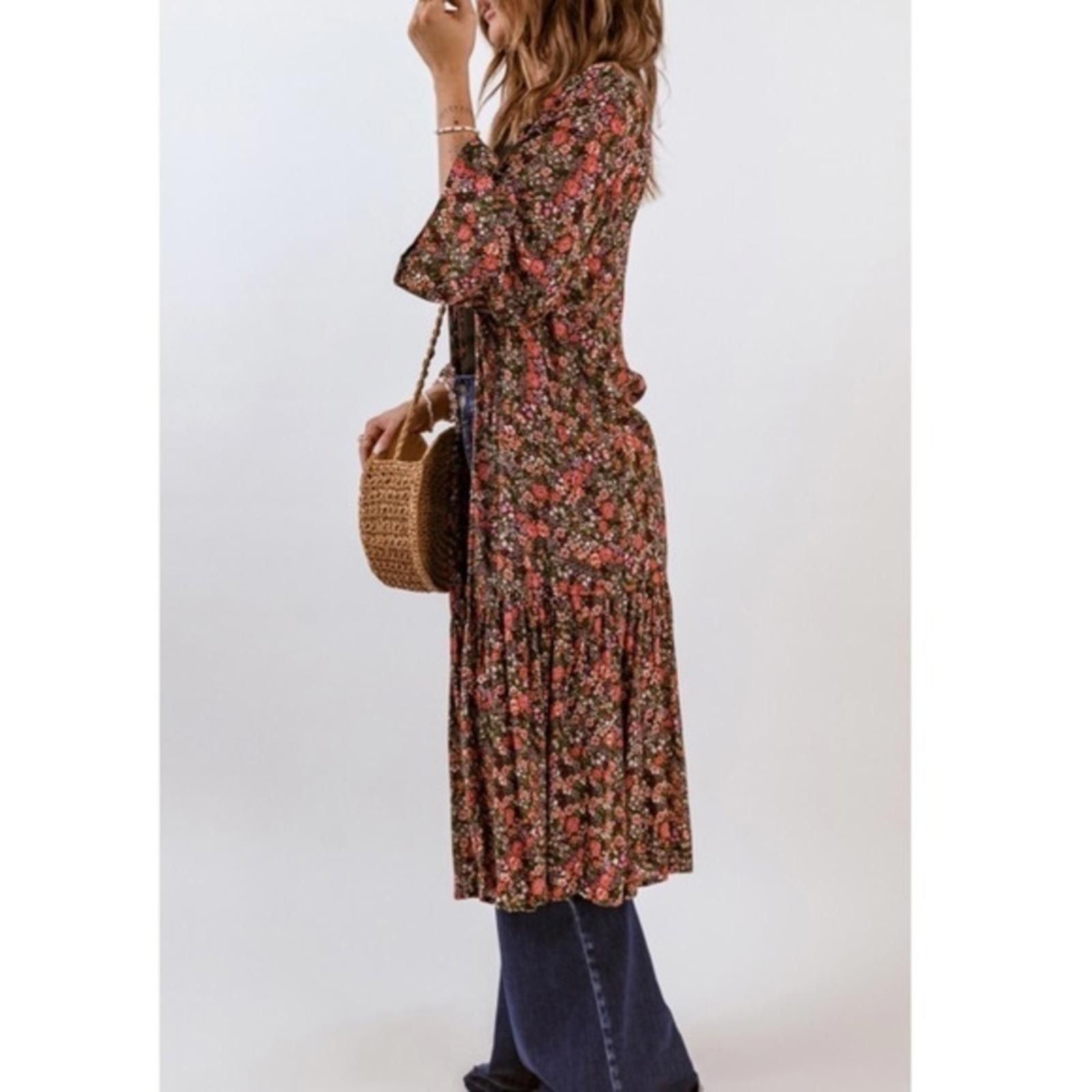 Designer Floral Open Front Kimono Swimsuit Cover Up NWT Size M / US 6-8 / IT 42-44 - 3 Thumbnail