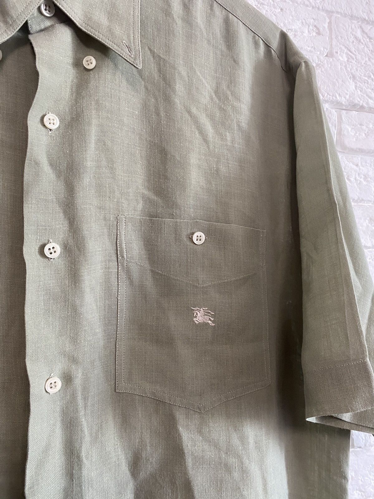 Vintage Vintage Burberry Linen Shirt Size US M / EU 48-50 / 2 - 2 Thumbnail