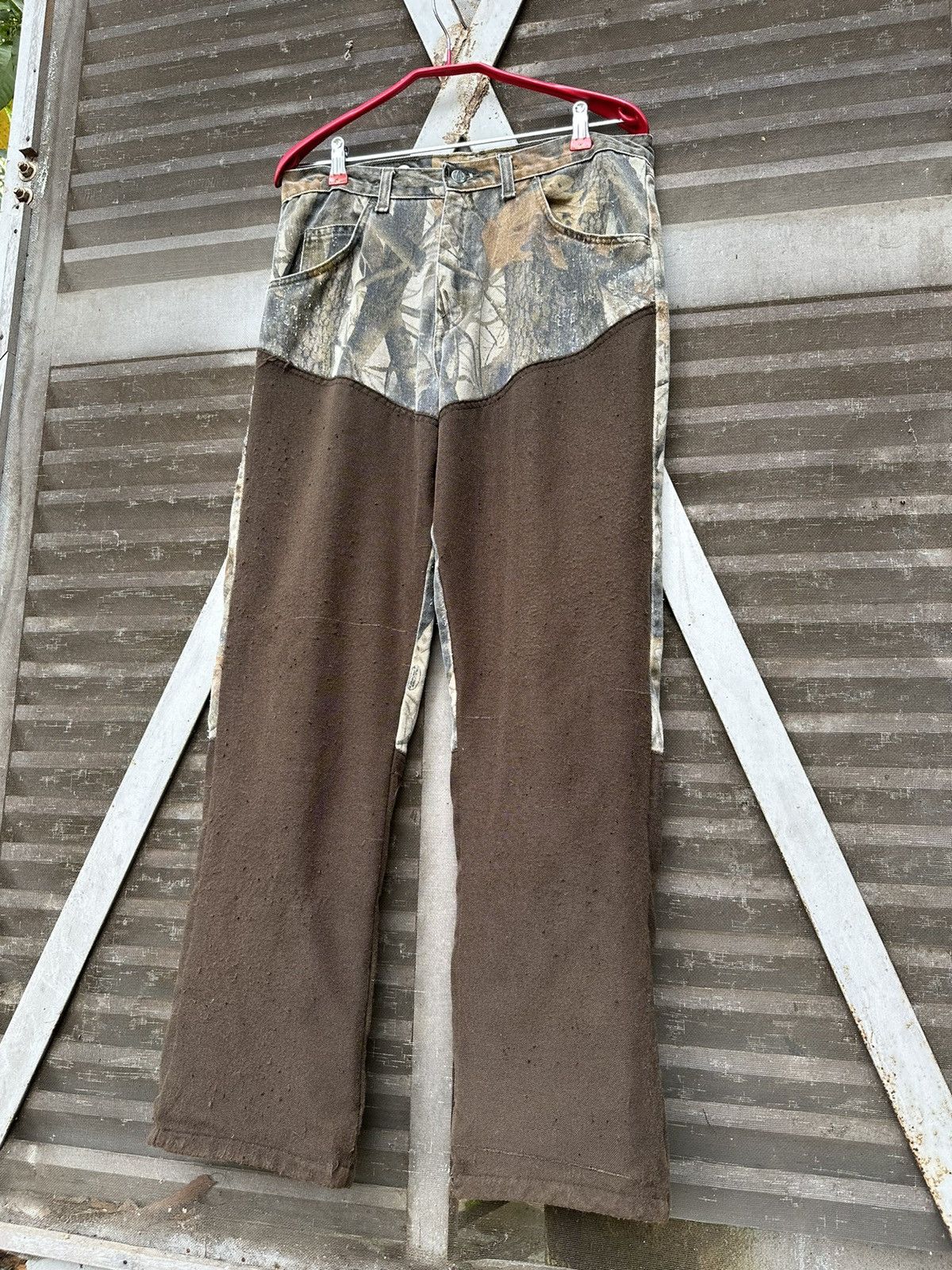 Wrangler 👹Vintage THRASHED WRANGLER PRO GEAR CAMO BAGGY JEANS Size US 31 - 4 Thumbnail