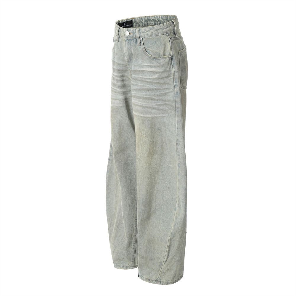 Japanese Brand × Jean Men's trendy hip-hop washed loose distressed scimitar jeans Size US 34 / EU 50 - 2 Thumbnail