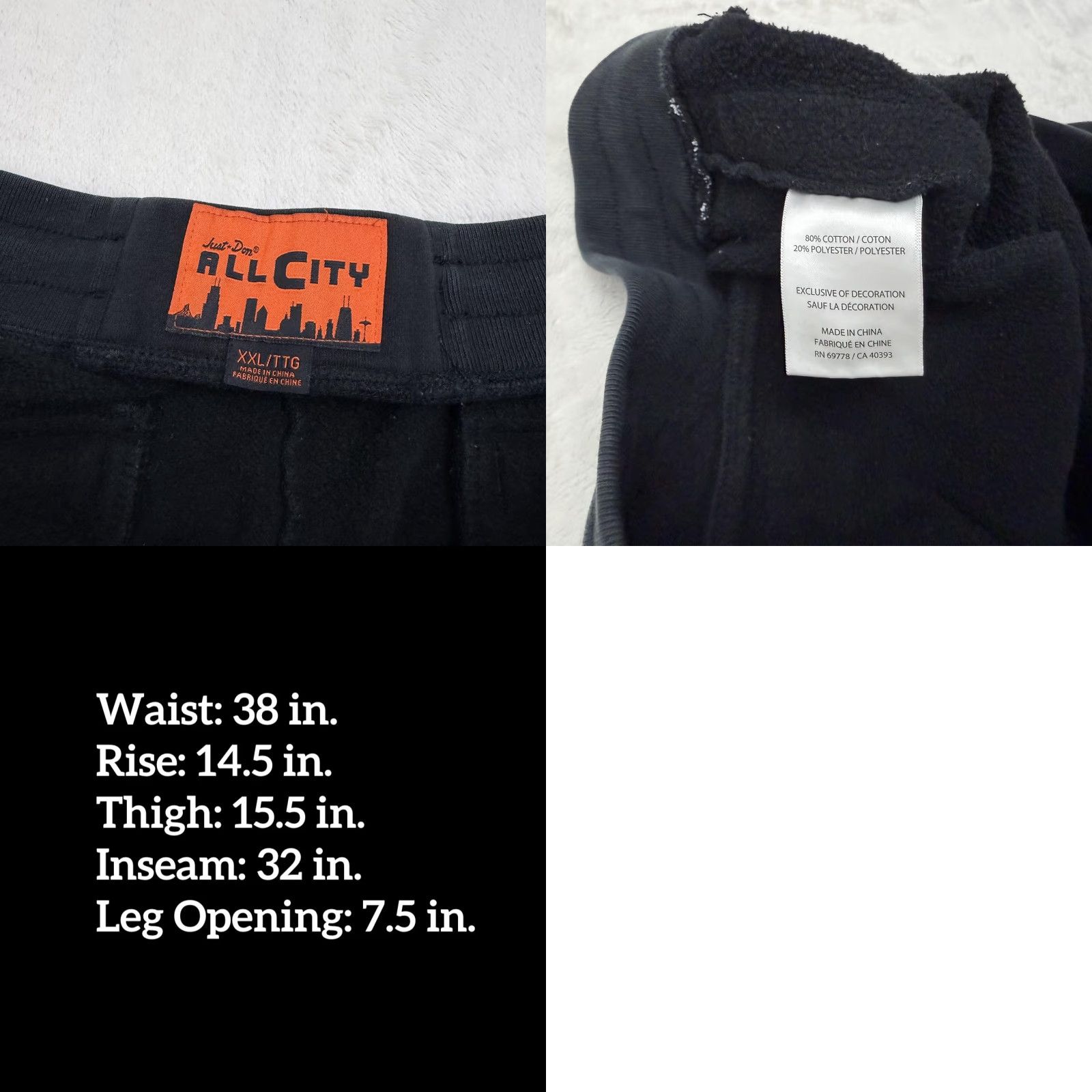 Just Don Just Don All City Sweatpants Jogger Mens XXL Black Track Pants Side Stripe Size US 39 - 9 Thumbnail