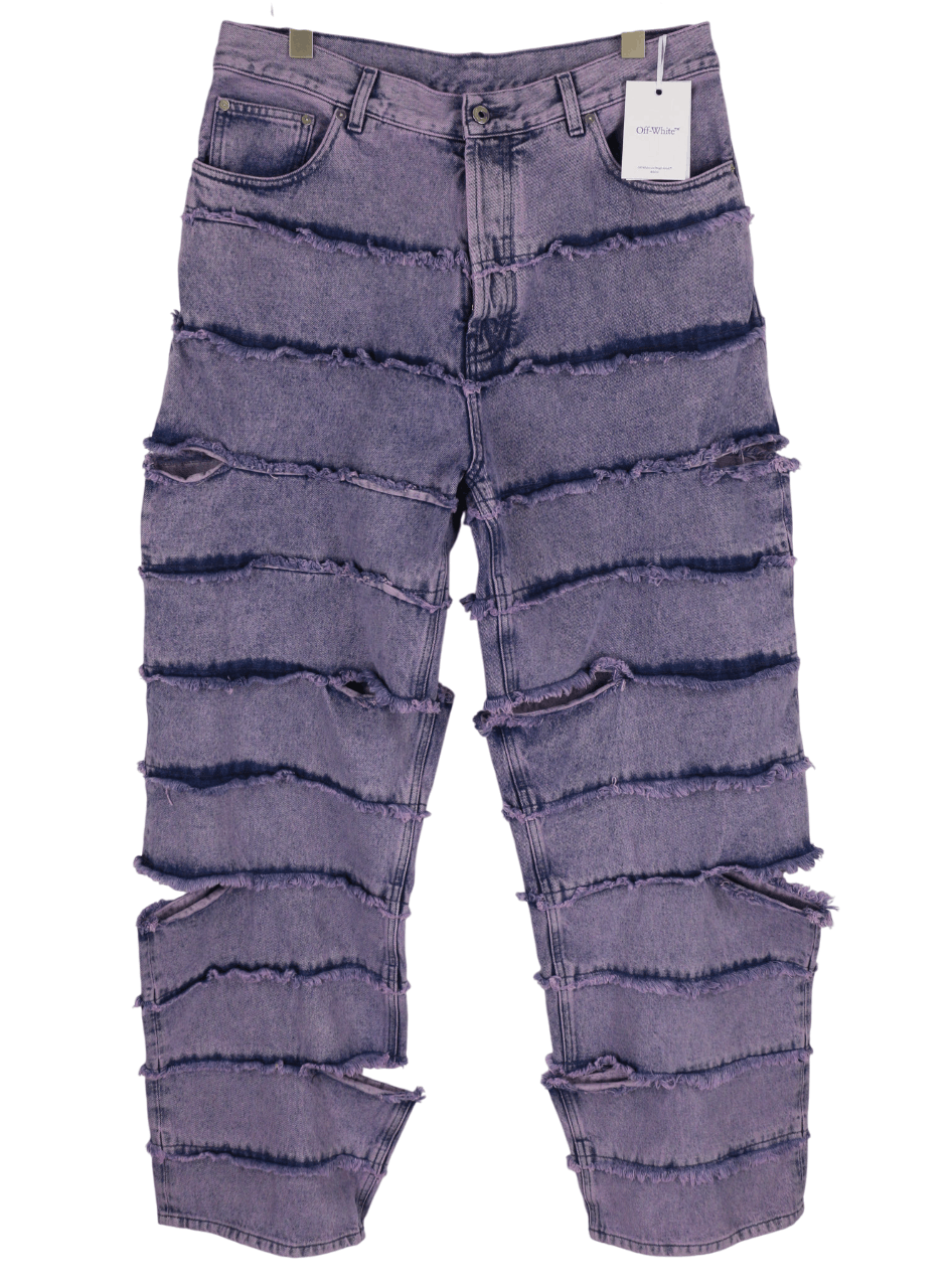 Off-White PUNK STRIPED STRAIGHT W33 Distress Denim 86363 Size US 33 - 2 Thumbnail