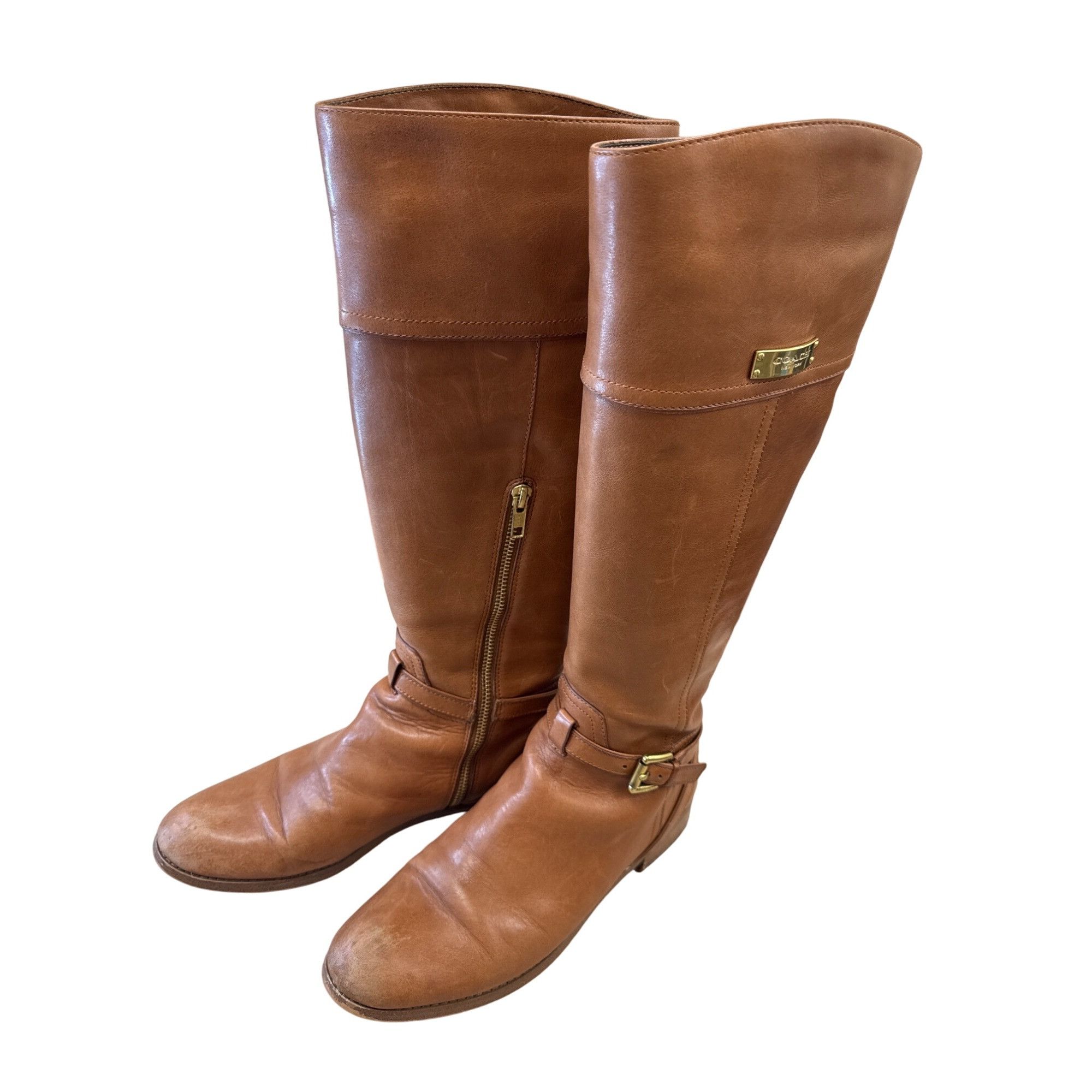Coach Coach Womens Brown Leather Riding Boots Size 8B SKU 7412 Size US 8 / IT 38 - 16 Thumbnail