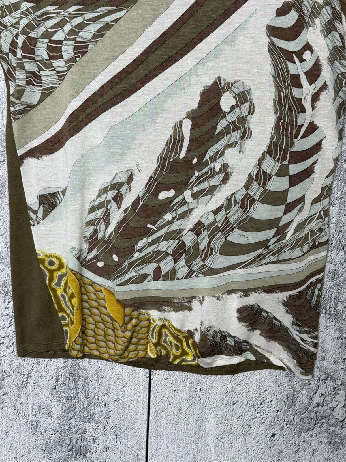 Emilio Pucci Emilio Pucci Printed Top Multicolor Abstract Short Sleeve Size M / US 6-8 / IT 42-44 - 5 Thumbnail