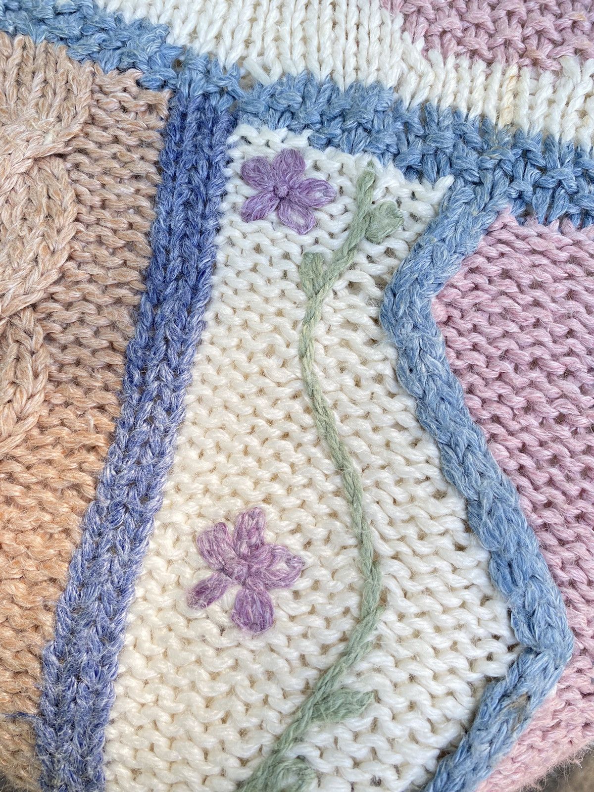 Designer × Vintage OBJECTIVES Floral Embroidery Knit Sweater Size XL / US 12-14 / IT 48-50 - 20 Thumbnail