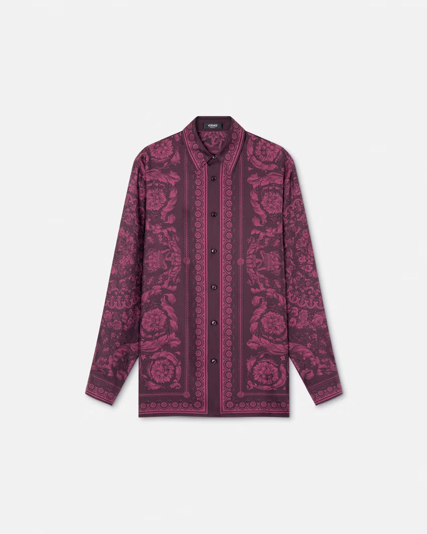 Versace o1s22i1n0125 Baroque Silk Shirt in Purple Size US M / EU 48-50 / 2 - 1 Thumbnail