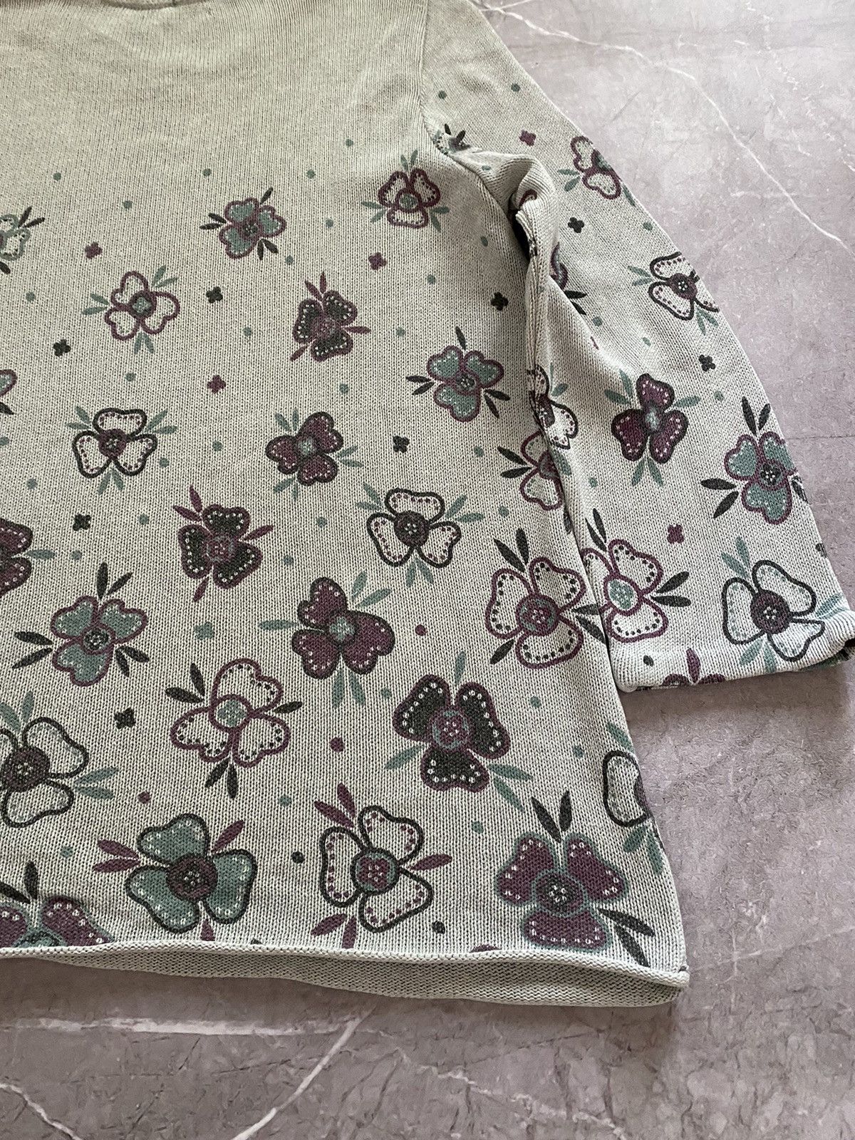 Designer × Gudrun Sjoden Rare Gudrun Sjoden Gray Sweater Floral Flowers Print Size L Size L / US 10 / IT 46 - 17 Thumbnail