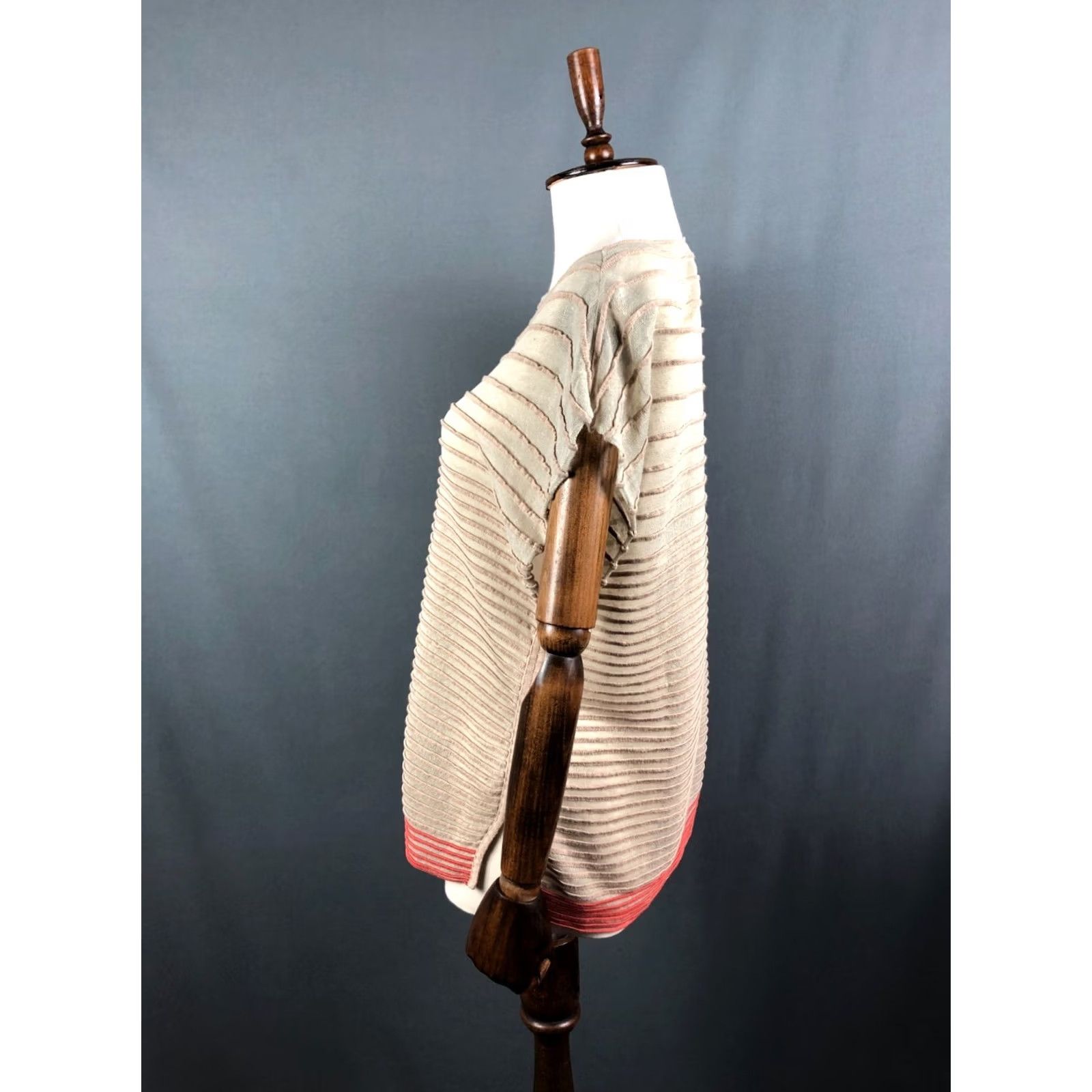 Vintage IVKO Women Beige Cotton Blend Blouse Size 38 Striped Size XS / US 0-2 / IT 36-38 - 2 Thumbnail
