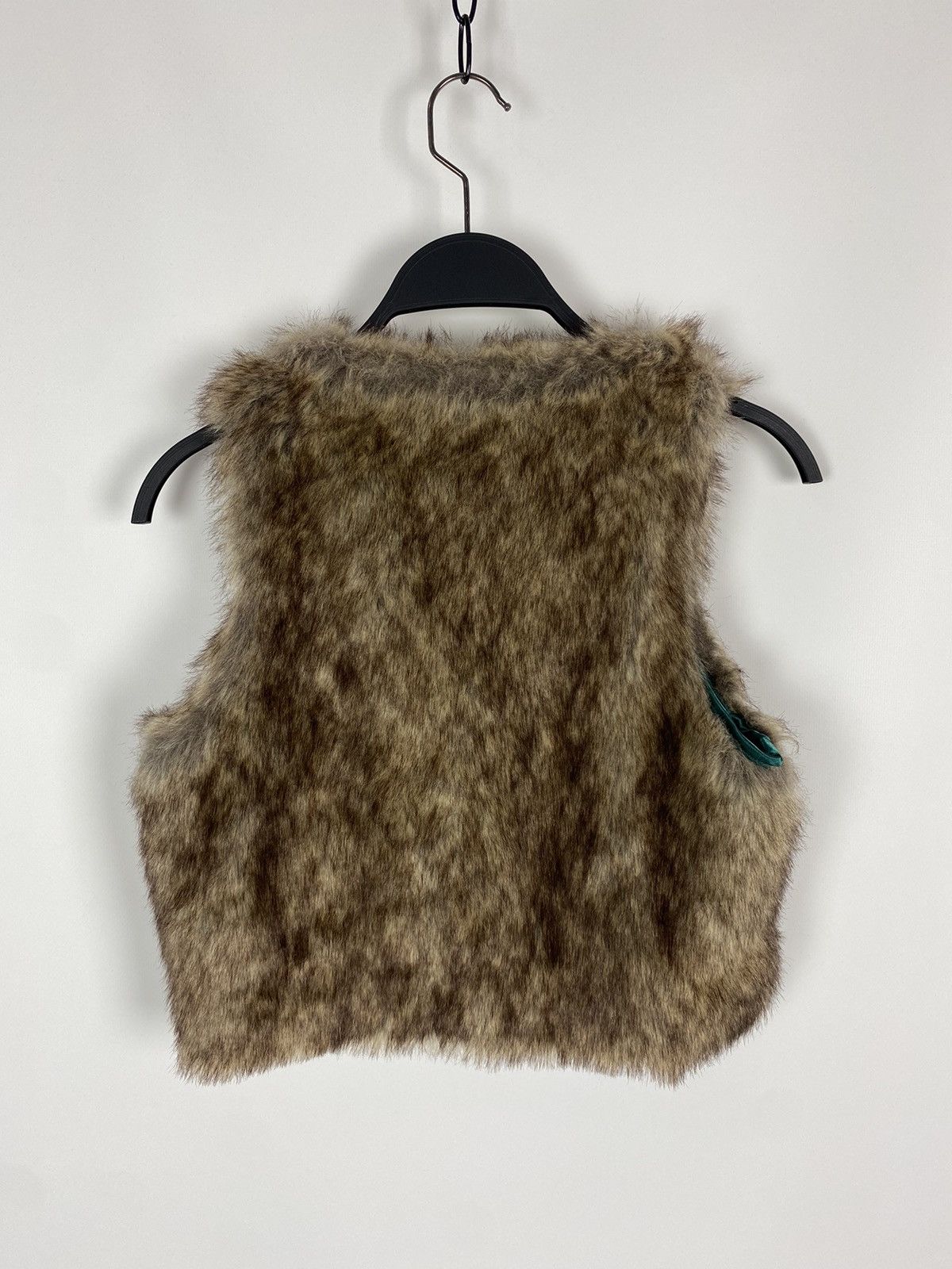 Vintage Y2K Fishbone Beige Faux Fur Cropped Vest Size XS / US 0-2 / IT 36-38 - 6 Thumbnail