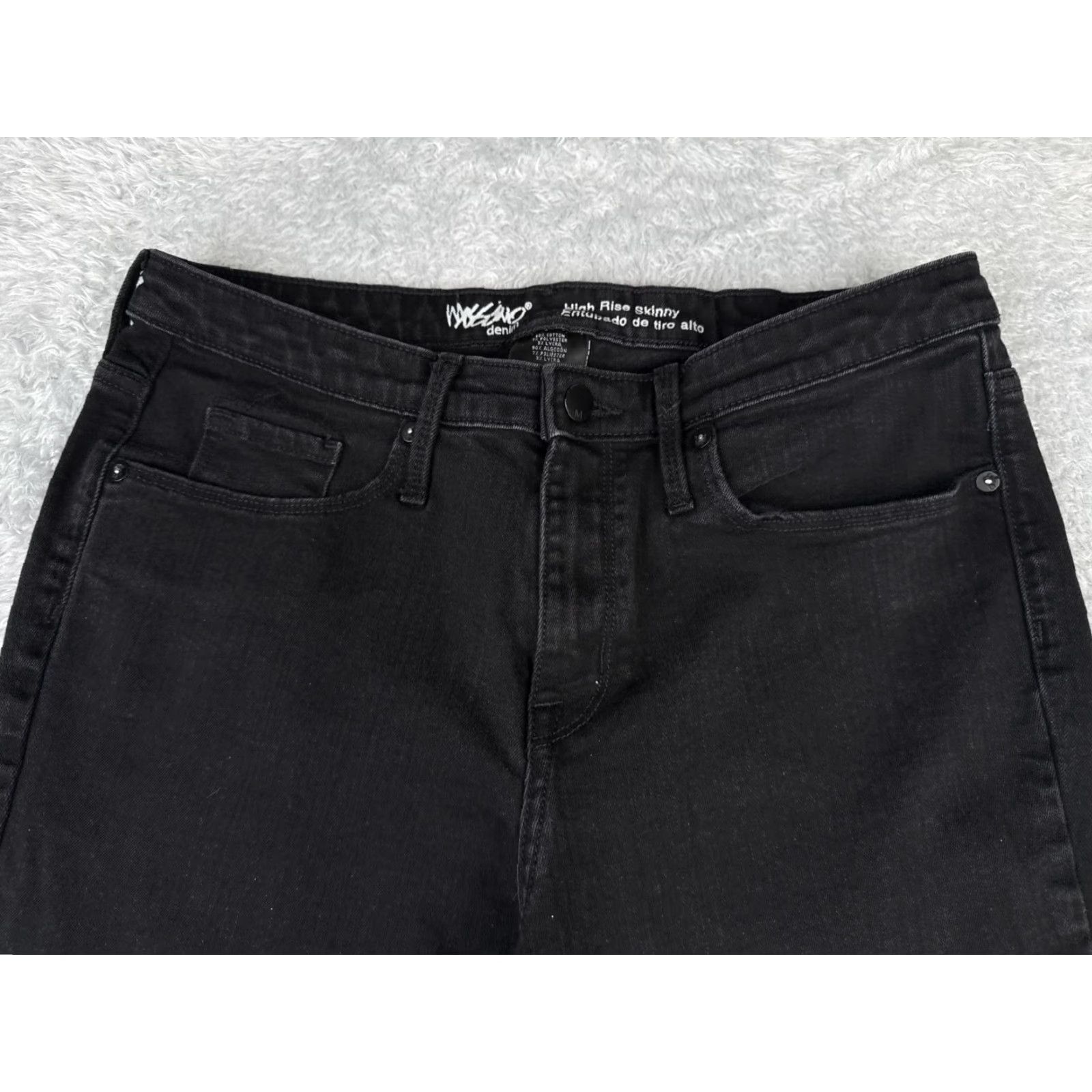Mossimo Mossimo Women's Skinny Jeans 12 Black Denim High Rise Stretch Distressed 30x26 Fashion Size 34" / US 12 / IT 48 - 4 Thumbnail