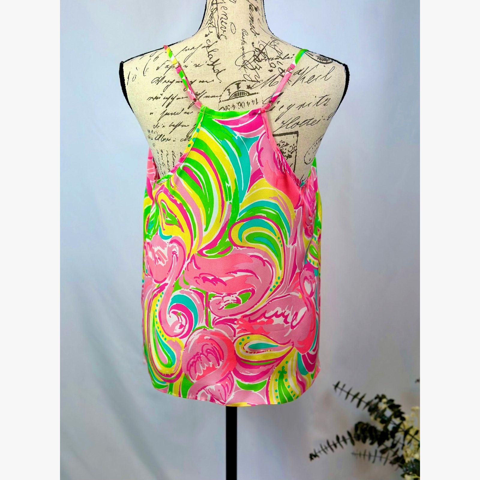 Lilly Pulitzer Lilly Pulitzer Dusk Racer Back Cami 100% Silk Flamingo M Size M / US 6-8 / IT 42-44 - 13 Thumbnail