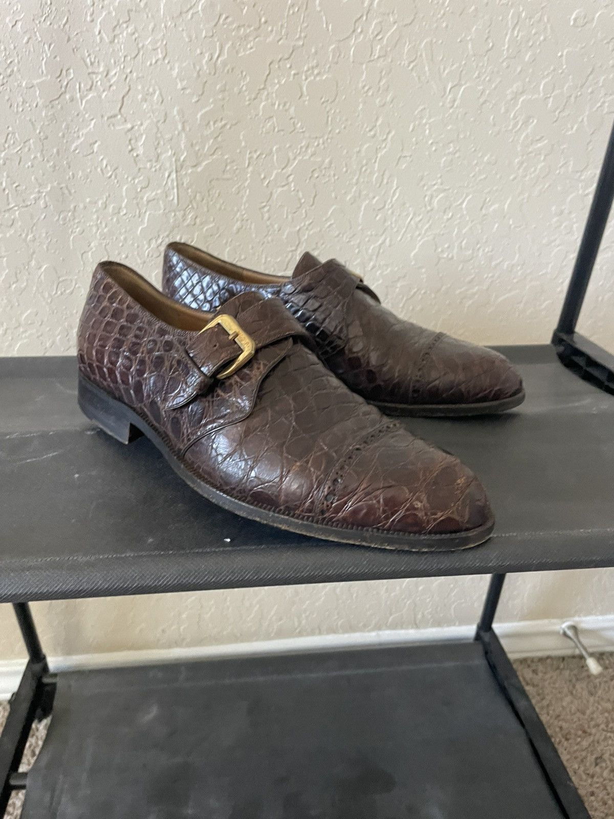 Fratelli Rossetti Crocodile Monk strap cap toe dress shoes Size US 8 / EU 41 - 4 Thumbnail