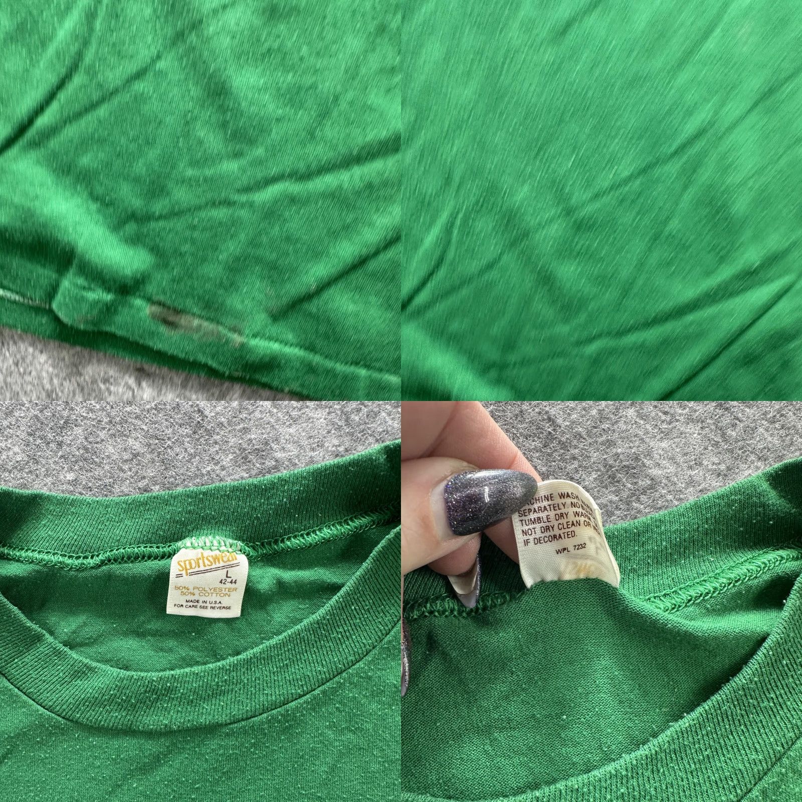 Vintage VINTAGE Sweepers Soccer Team Shirt Mens Large Green 1983 Sportswear 80s SS Size US L / EU 52-54 / 3 - 8 Thumbnail