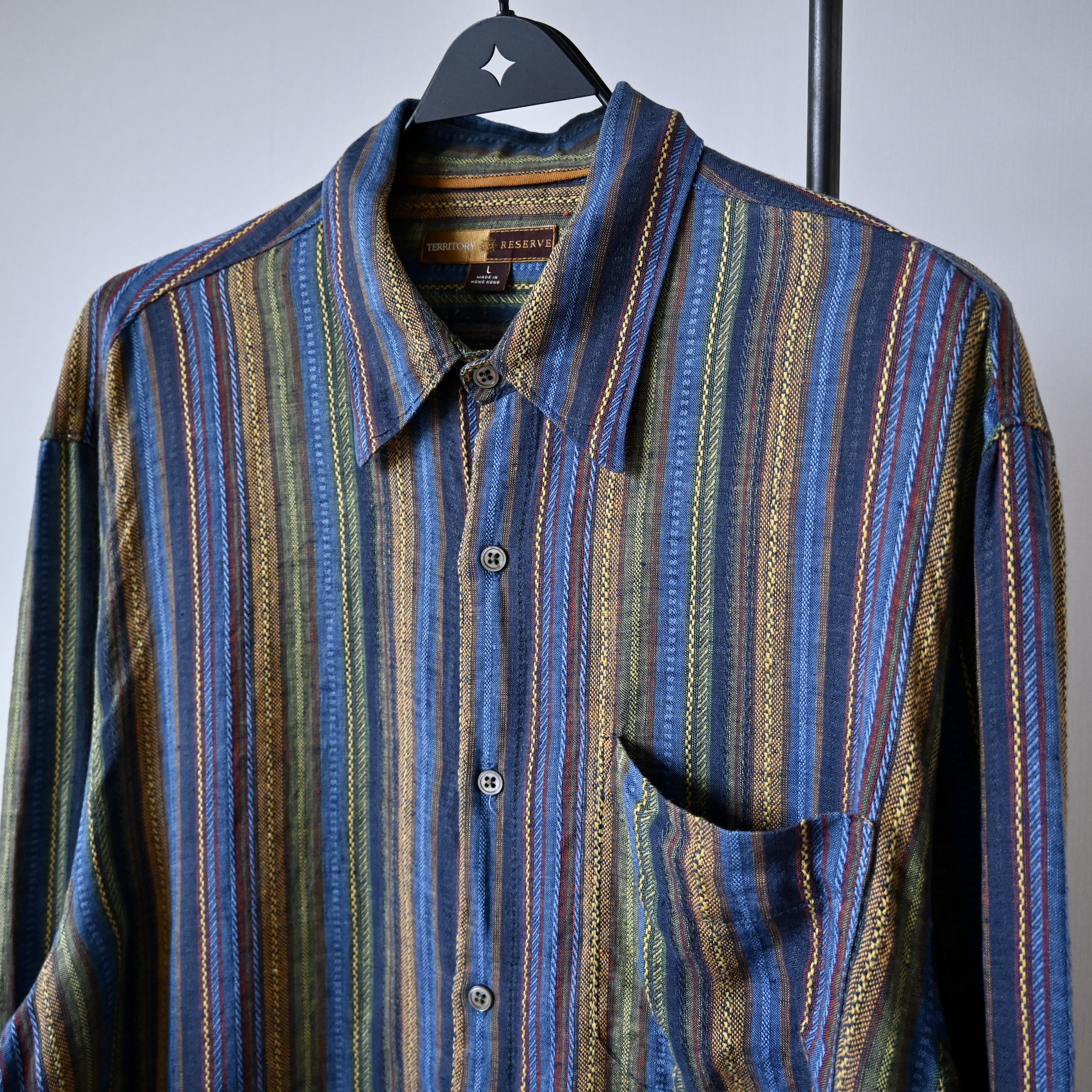 The Territory Ahead VTG 1990s TERRITORY RESERVE ethnic multistriped linen shirt Size US L / EU 52-54 / 3 - 7 Thumbnail