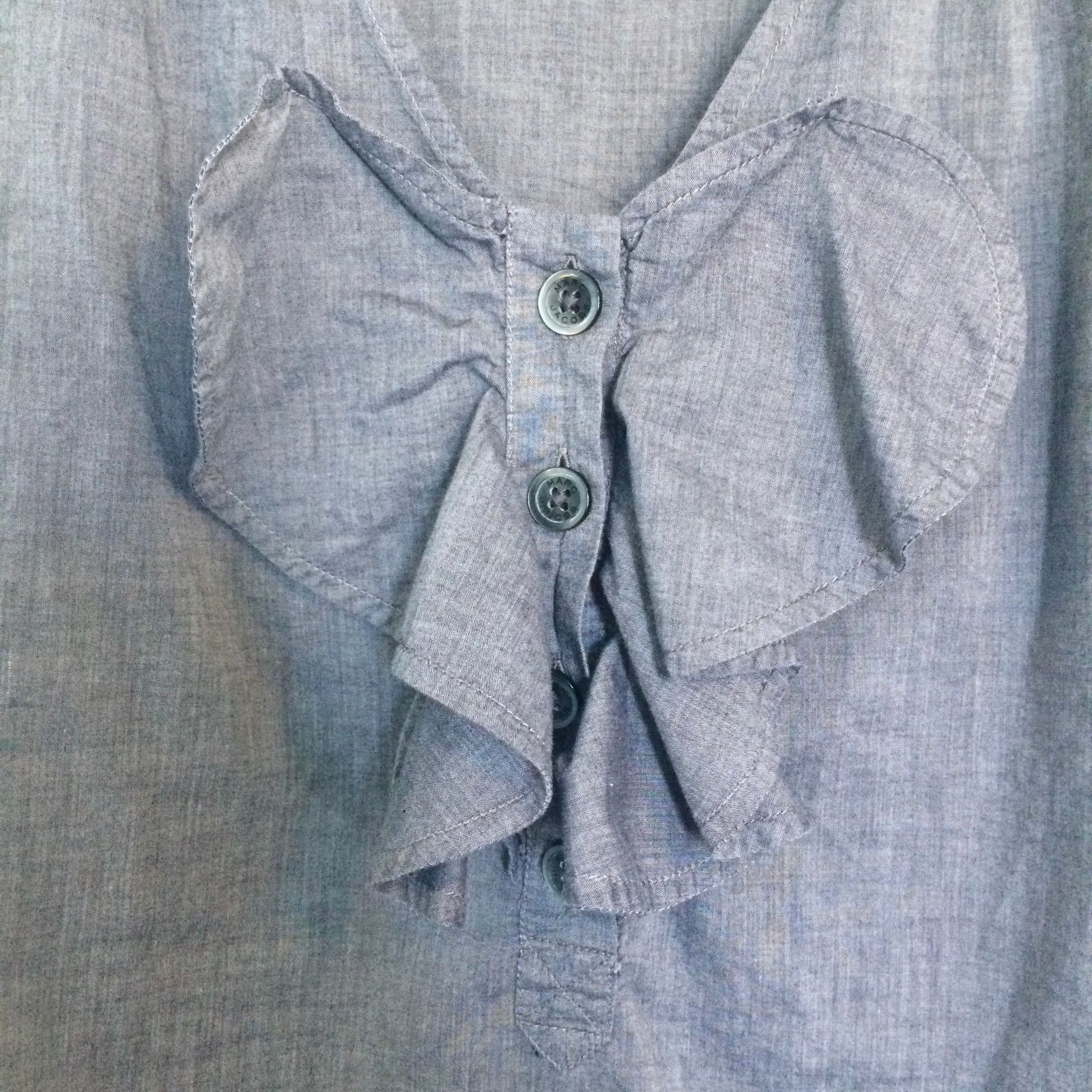 Marc by Marc Jacobs Marc by Marc Jacobs Blue Chambray Ruffle Jabot Blouse Top Size XS / US 0-2 / IT 36-38 - 5 Thumbnail