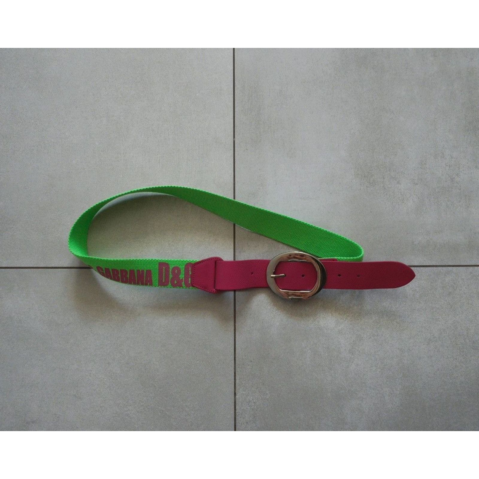 Dolce & Gabbana Dolce gabbana logo two tone pink green nylon leather belt Size ONE SIZE - 4 Thumbnail