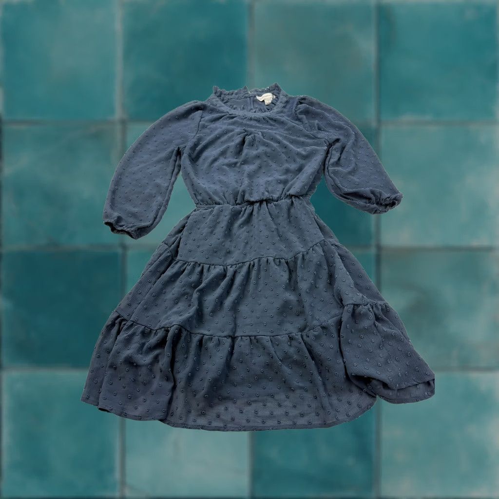 Vintage Monteau Dress Womens S Blue Long Sleeve Swiss Dot Ruffle Mini Los Angeles Size S / US 4 / IT 40 - 1 Thumbnail