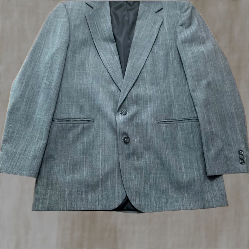 Haggar Haggar Jacket Blazer Mens 40 R Gray Striped Notch Lapel Two-Button Single-Breasted Three-Button Sleeve Regular Back Vent Size 40R - 1 Thumbnail