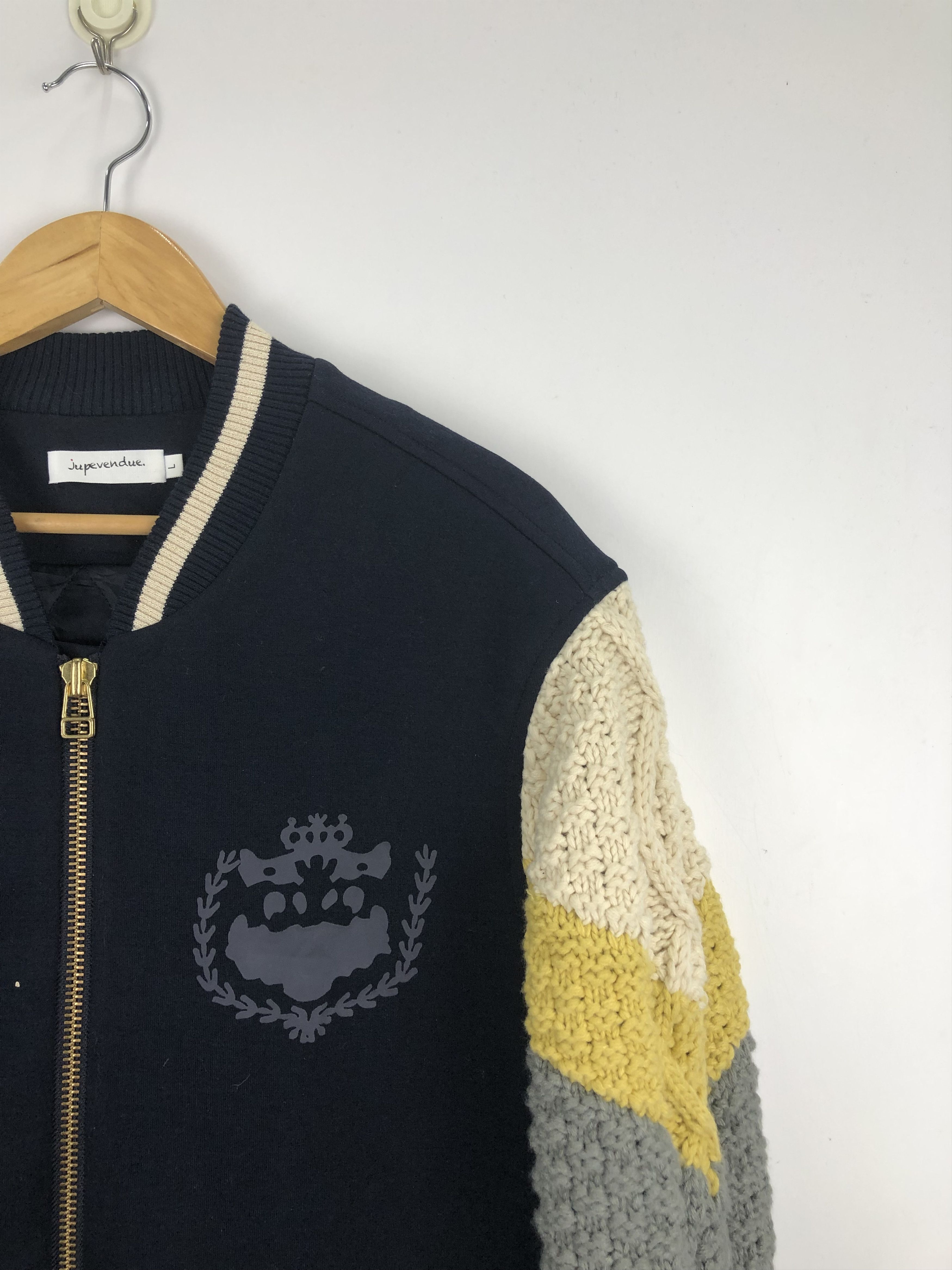 Japanese Brand × Vintage Vintage Japanese Brand Wool Knit Sleeve Bomber Jacket Size US L / EU 52-54 / 3 - 7 Thumbnail