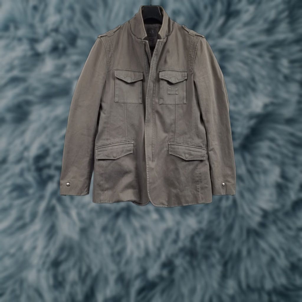 Armani Exchange AX Armani Exchange Denim Jacket Gray Zip Up Utility Jacket Size M Men's Bomber Jacket Casual Pockets All Seasons Mid-Length Canvas Cotton Gray Size US M / EU 48-50 / 2 - 1 Thumbnail