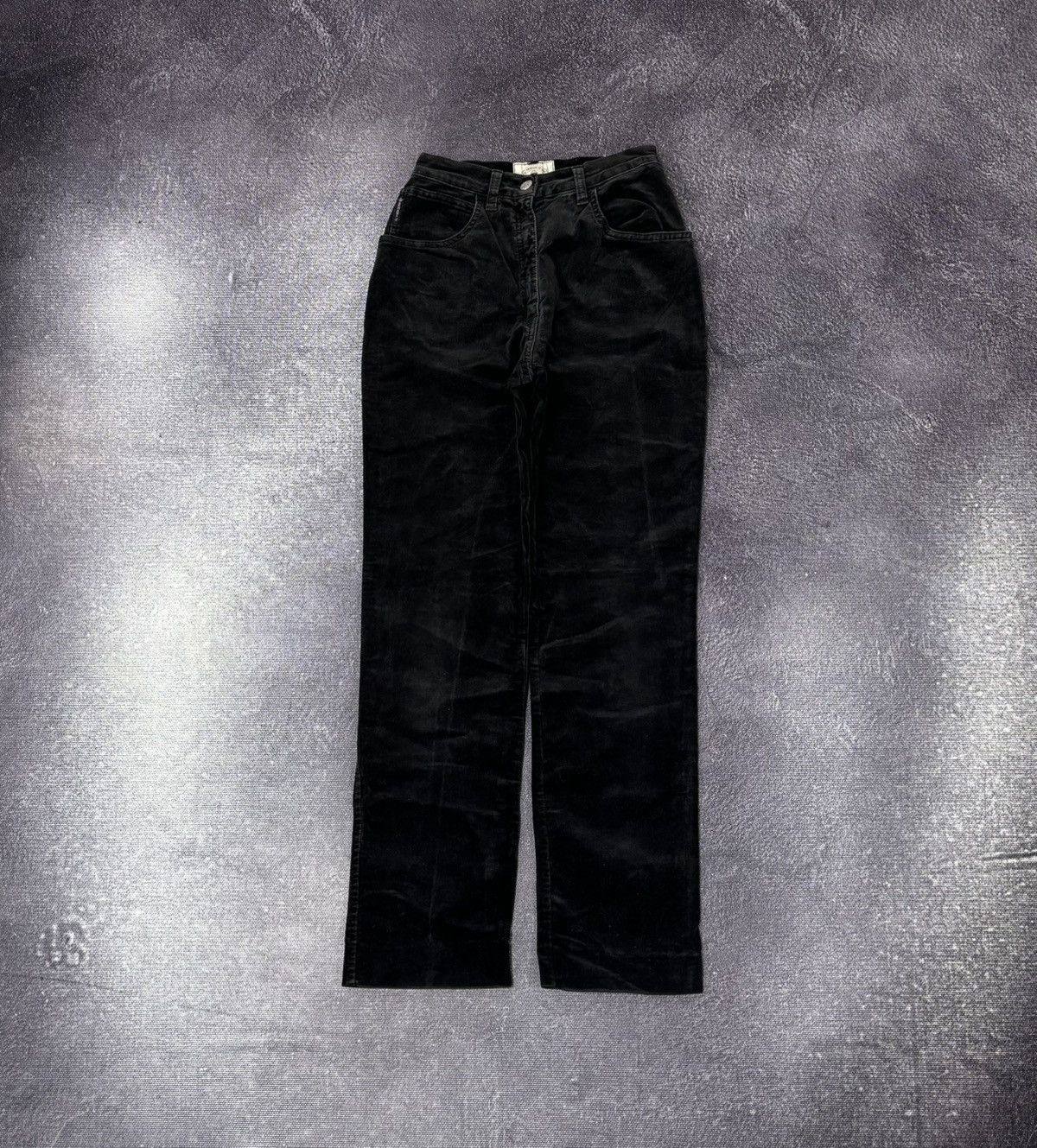 Armani Vintage 90s Armani Jeans Velvet Black Skinny Pants Jeans Size 28" / US 6 / IT 42 - 2 Thumbnail
