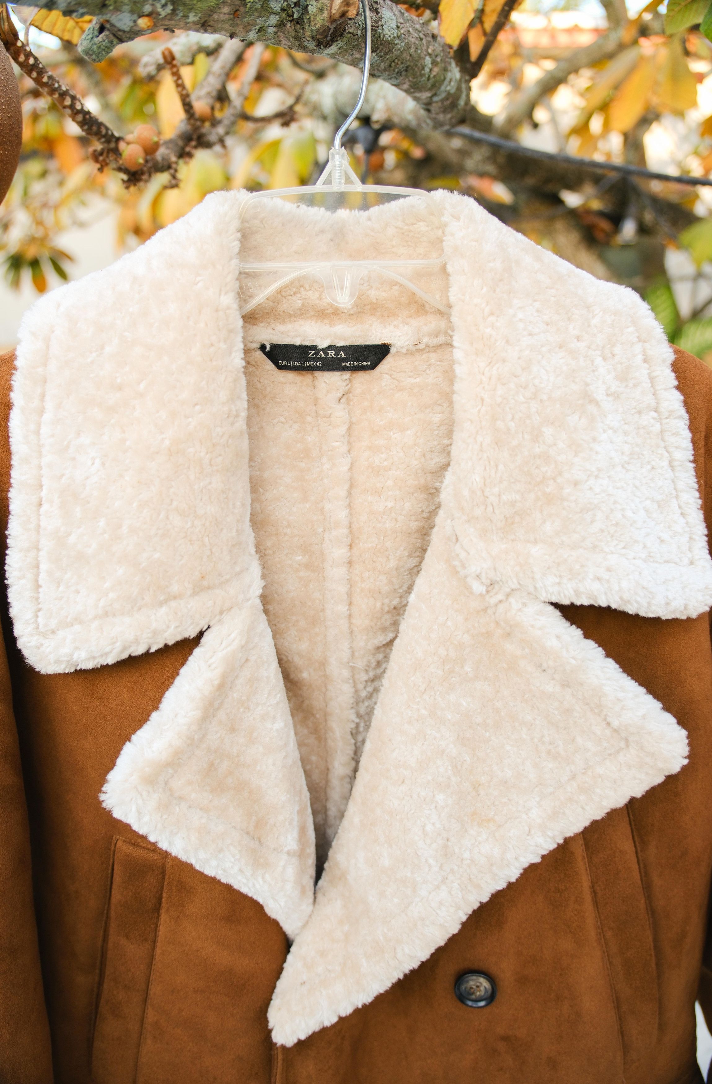 Zara ZARA MAN MEN S BROWN CAMEL SHEARLING COAT JACKET Sz L Grailed