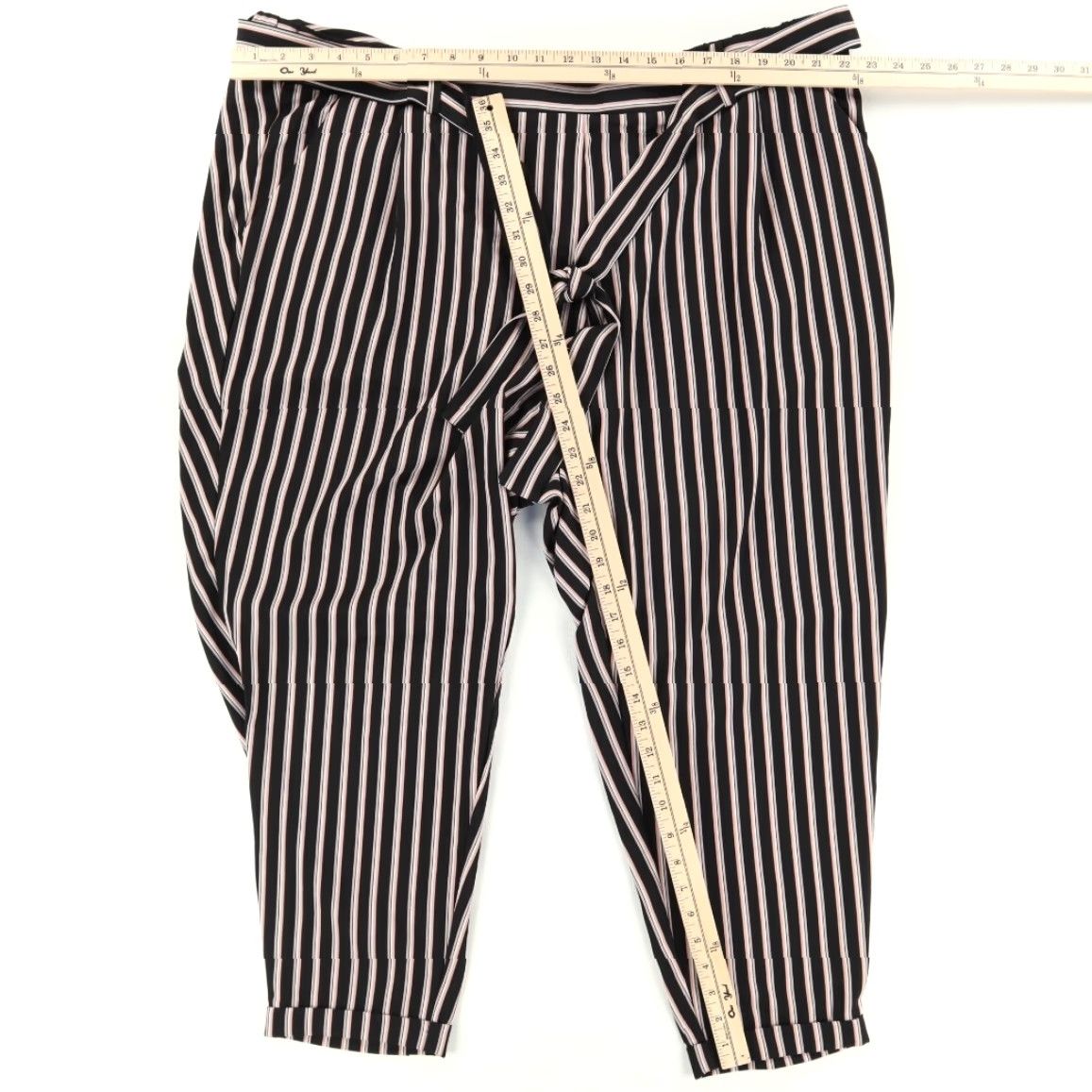 Torrid Torrid Ciggarette Crepe Tie Microfiber Career Pants Black Striped Womens 3X Size 40" / US 18 - 3 Thumbnail