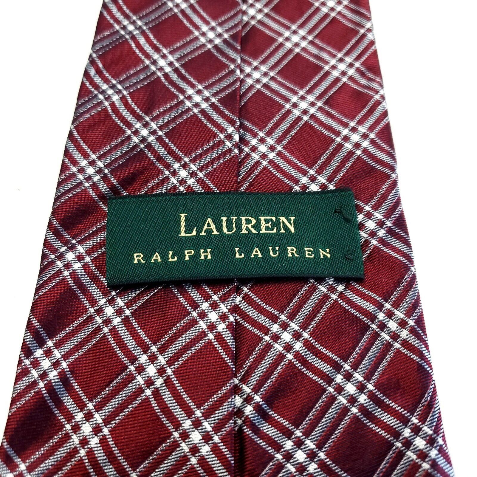 Lauren Ralph Lauren Lauren Ralph Lauren Red White Plaid Woven Short Wide Silk Ti Size ONE SIZE - 3 Thumbnail