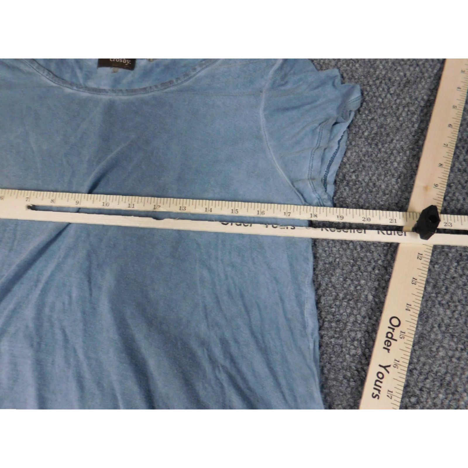 Vintage Crosby Womens Blouse L Blue Crew Neck Short Sleeve Pullover Cotton Blend Stretch Casual Everyday Women Size L / US 10 / IT 46 - 5 Thumbnail