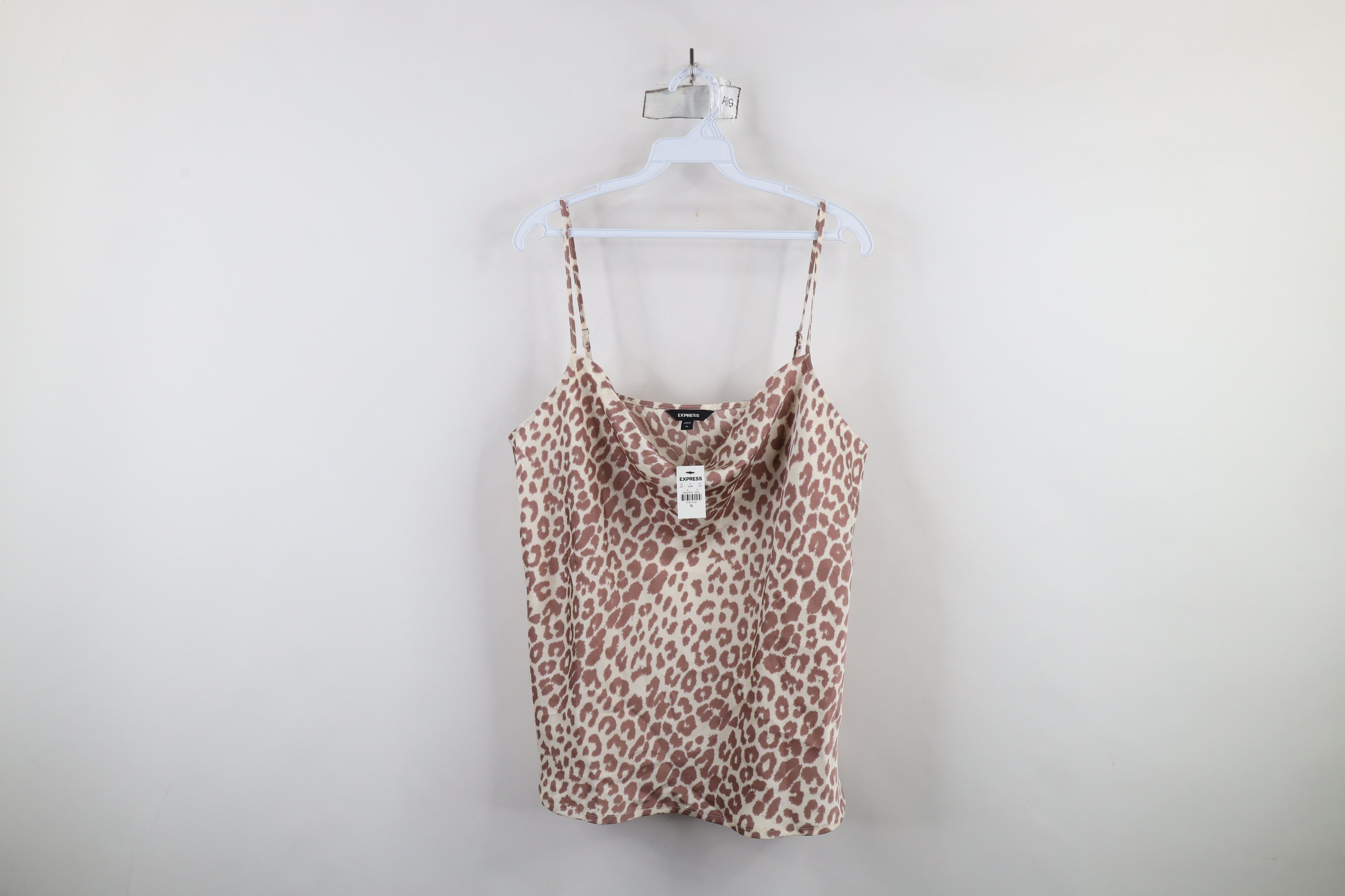 Express × Vintage New Express Satin Polyester Leopard Cami Tank Top T-Shirt Size XL / US 12-14 / IT 48-50 - 1 Thumbnail
