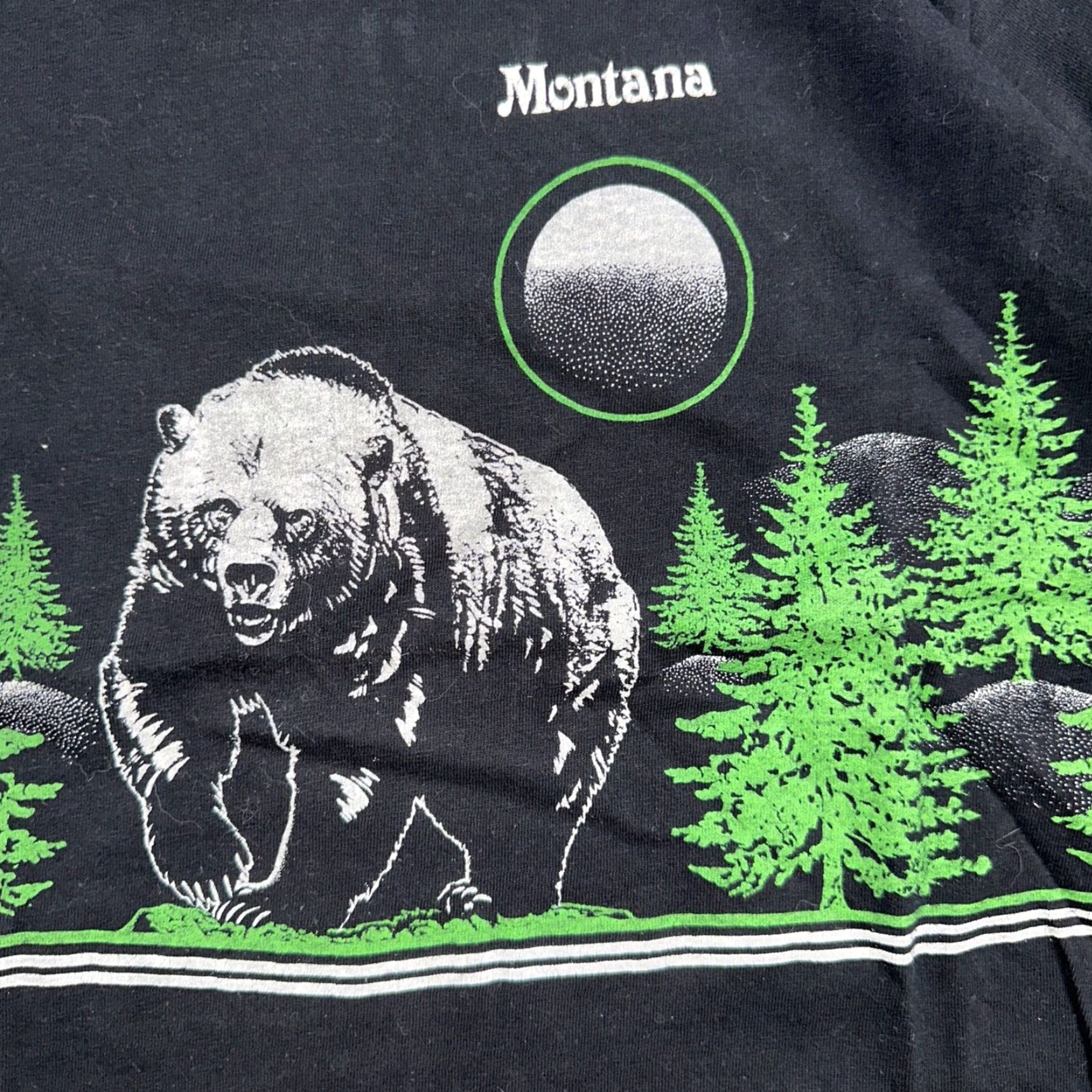 Vintage VINTAGE Bear Mountain Montana Sherrys T Shirt Black 80s Moon Nature Animal Crew Neck L Men Short Sleeve Size US L / EU 52-54 / 3 - 2 Thumbnail