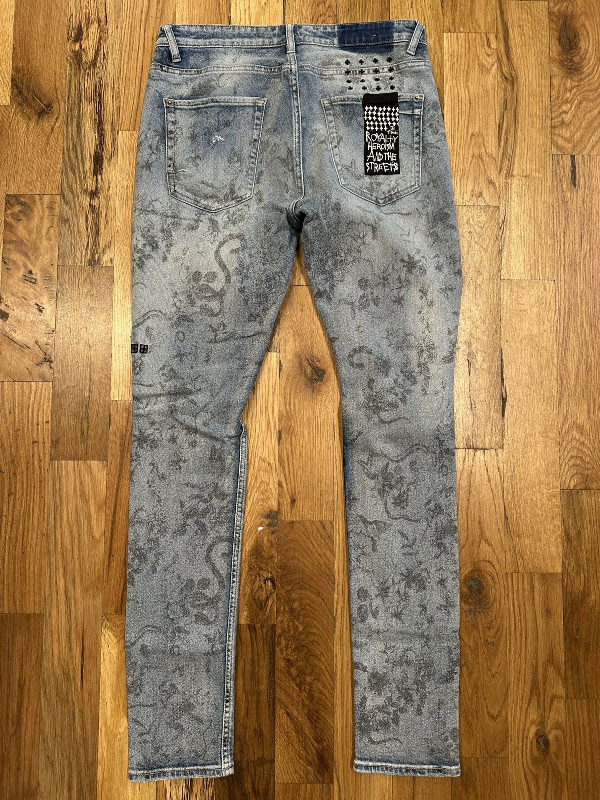 Ksubi Ksubi All Over Print Blue Denim Jeans Size 33 Size US 33 - 2 Thumbnail