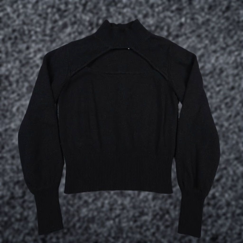 Frame FRAME Sweater Shirt Women L Black Cashmere 100% Knit Turtleneck Puff Sleeve Casual Pullover Size L / US 10 / IT 46 - 1 Thumbnail