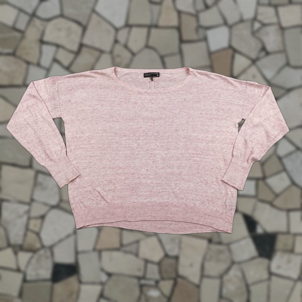 rag & bone Sweater Womens Medium Pink Boat Neck Linen Lightweight Pullover Top
