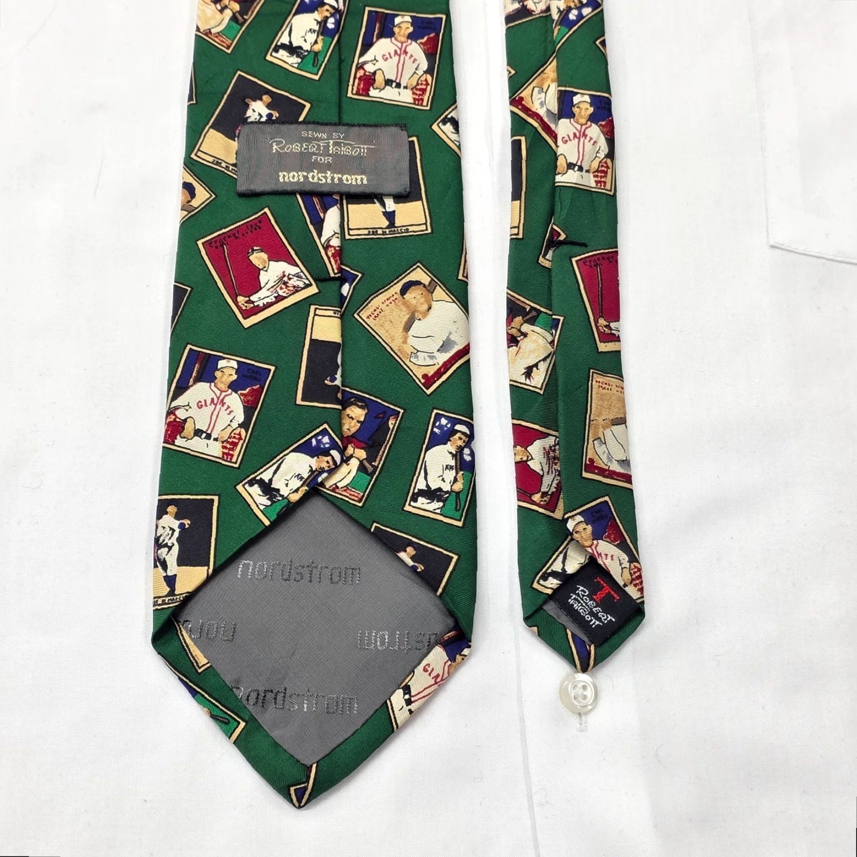 Robert Talbott VTG Robert Talbott Necktie Mens Green Baseball Theme 100% Silk tie Made In USA Size ONE SIZE - 5 Thumbnail