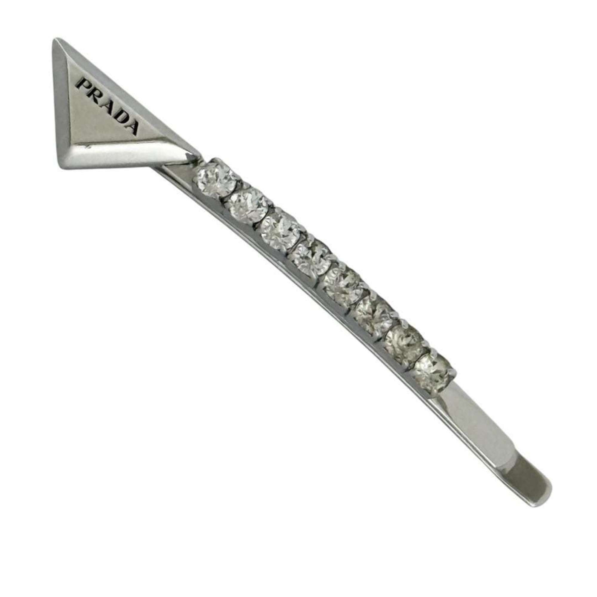 Prada Prada Women's Hairpin Hair Clip Barrette with Beads, Silver, 1 Piece Only Size ONE SIZE - 1 Thumbnail