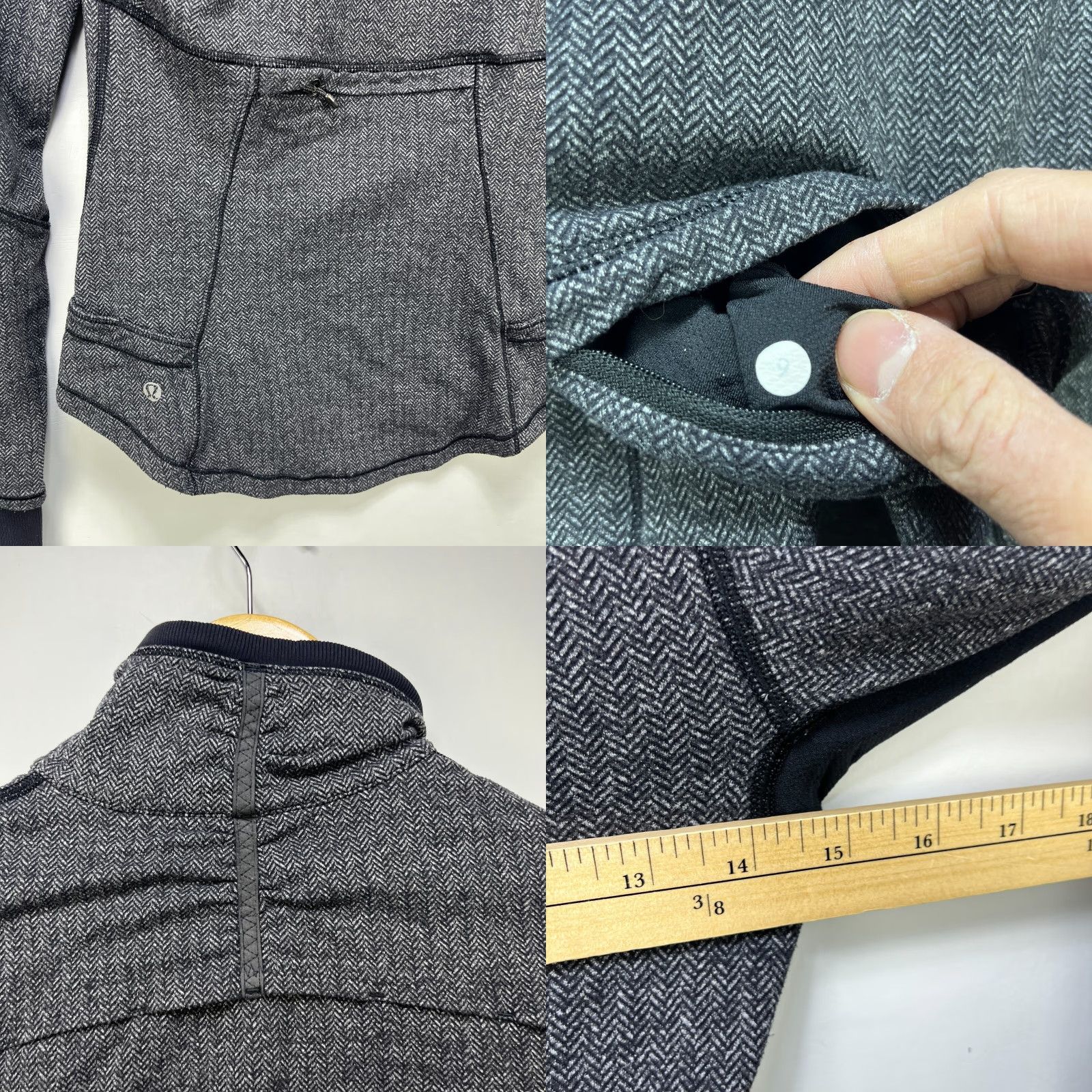 Lululemon Lululemon Base Runner 1/2 Zip Jacket Women US 9 Black Herringbone Nylon Size ONE SIZE - 8 Thumbnail