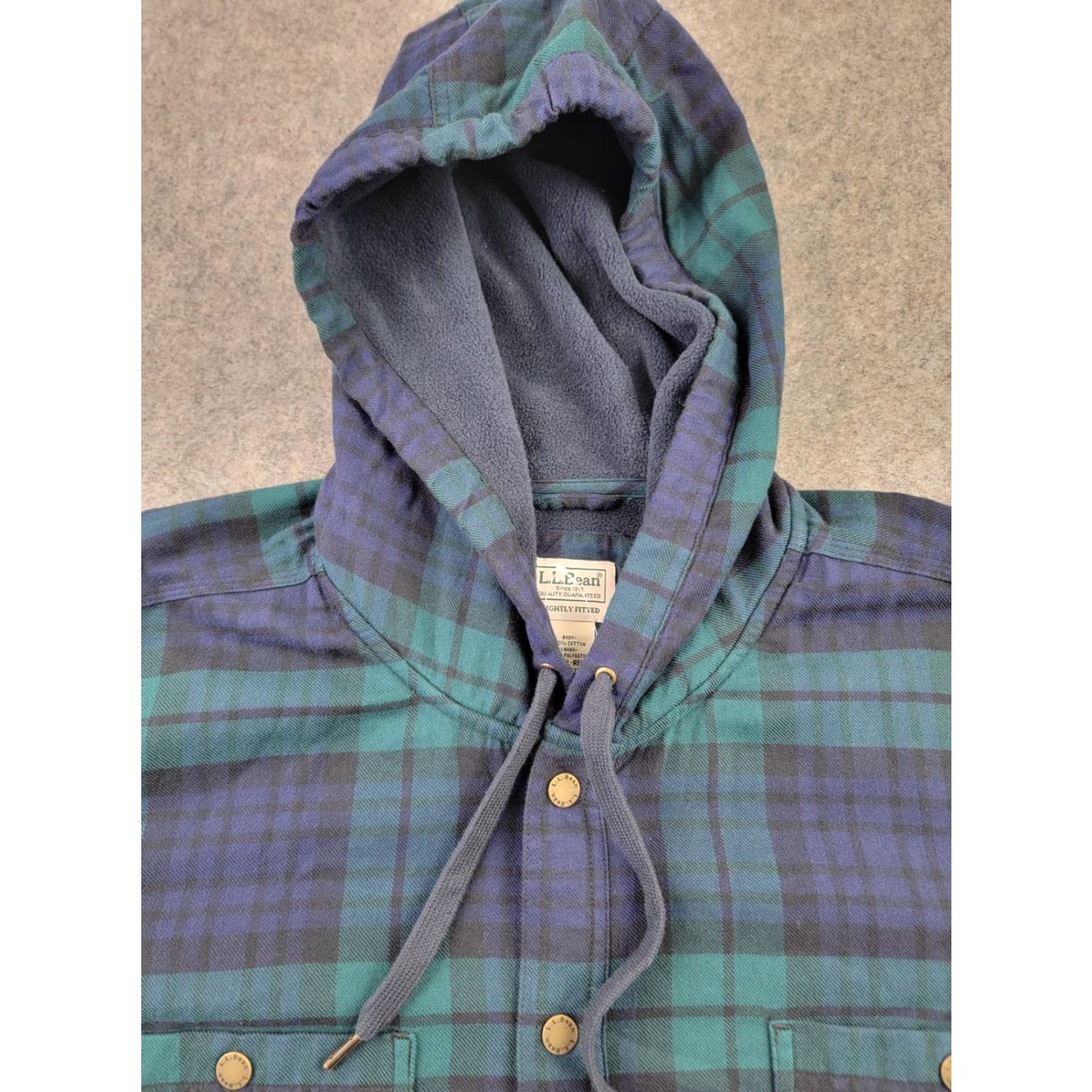 Vintage VINTAGE LL Bean Shirt Mens 3XL Green Blue Plaid Fleece Lined Hooded Snap Front Flannel Size US XXL / EU 58 / 5 - 2 Thumbnail