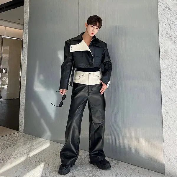 VIBE Designer straight trousers artificial leather wide trousers Size US 32 / EU 48 - 5 Thumbnail