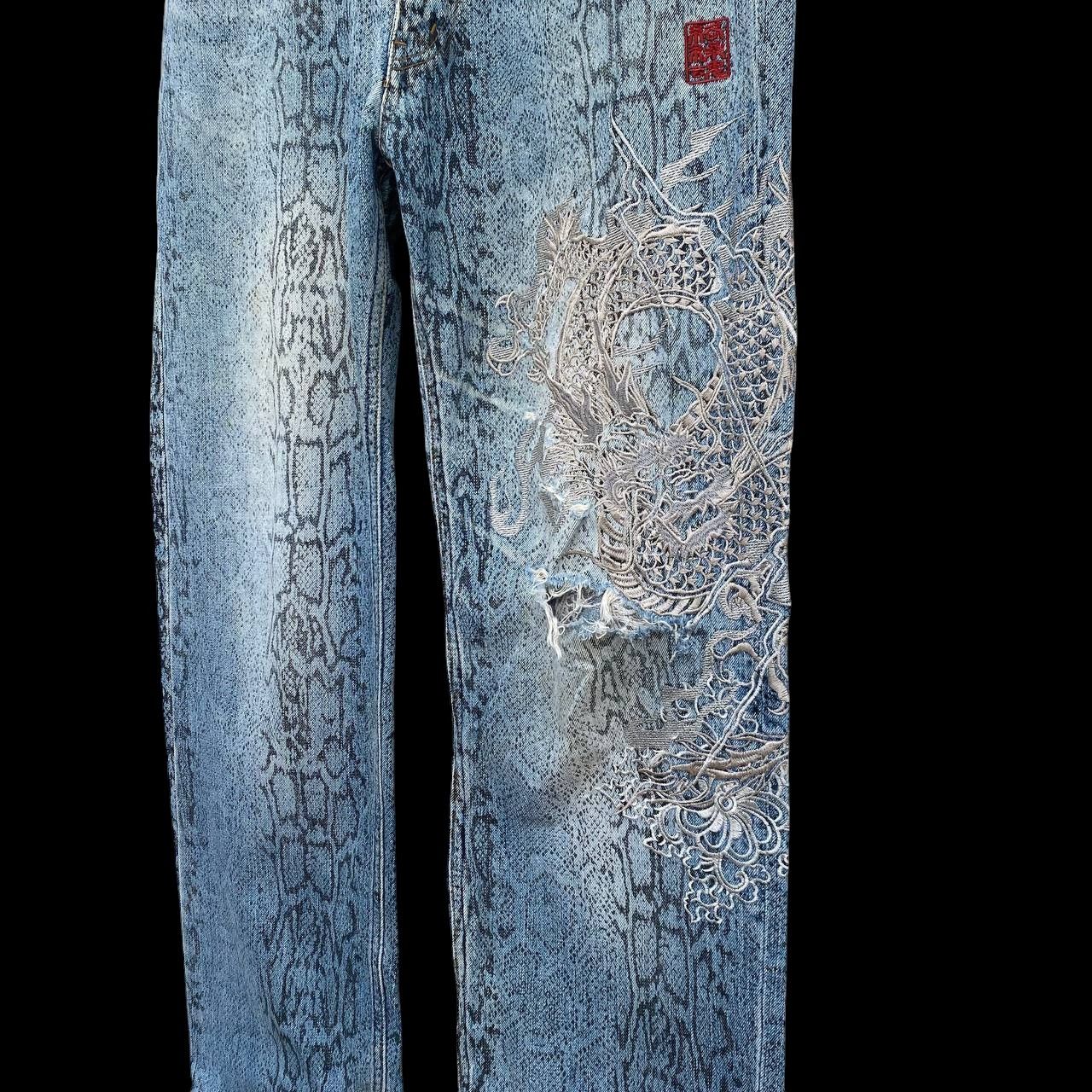 Karakuri Tamashii Distressed Karakuri Tamashii Snakeskin Dragon Embroidered Size US 33 - 6 Thumbnail