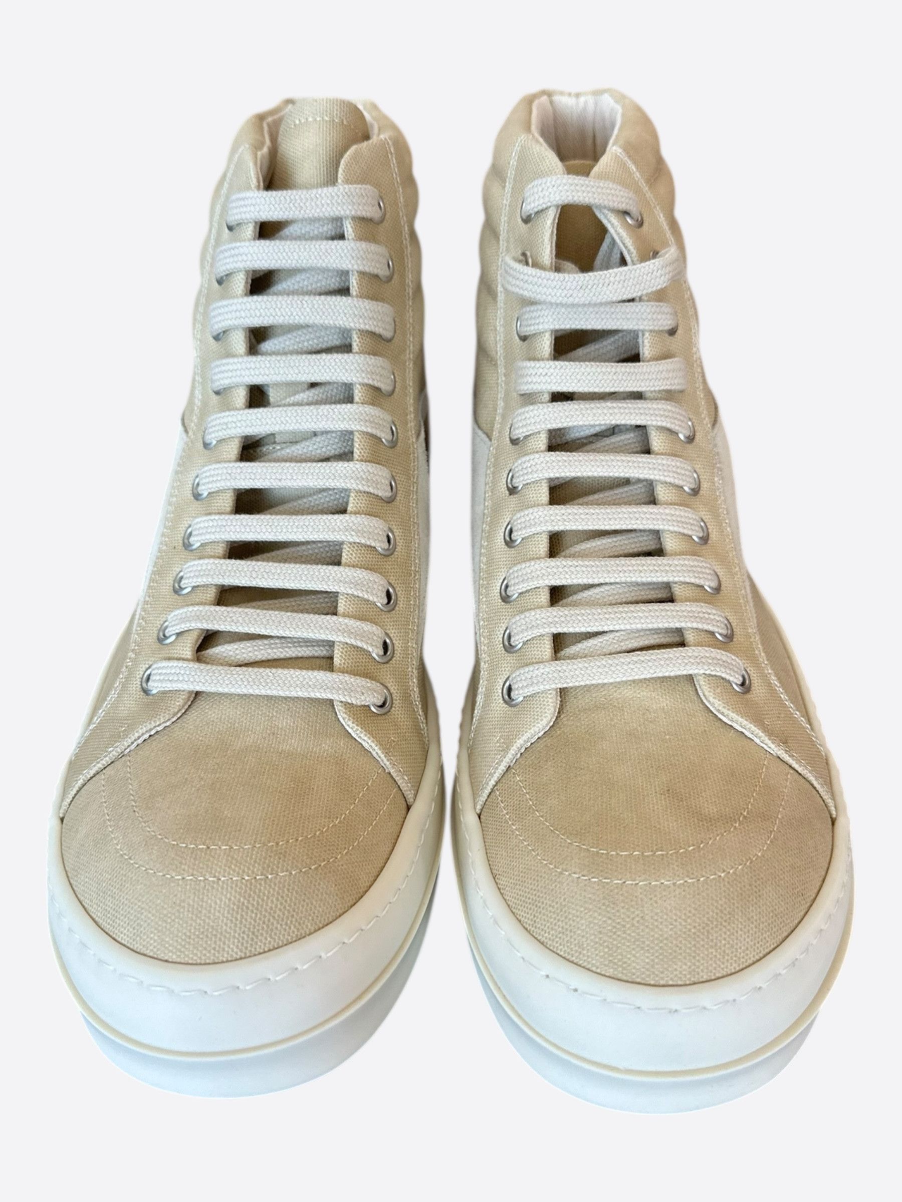 Rick Owens Rick Owens Beige & White Vintage High Top Sneakers Size US 10 / EU 43 - 2 Thumbnail