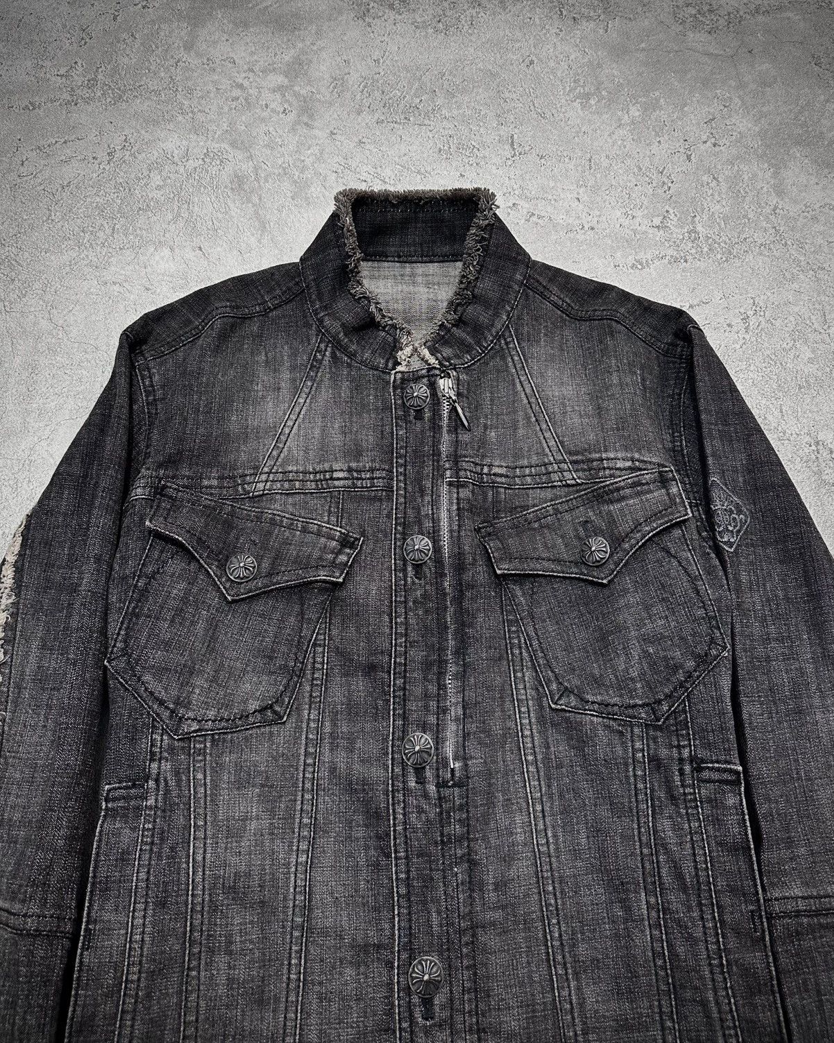 Japanese Brand A-Journey Distressed Stone Washed Biker Denim Jacket Size US M / EU 48-50 / 2 - 2 Thumbnail